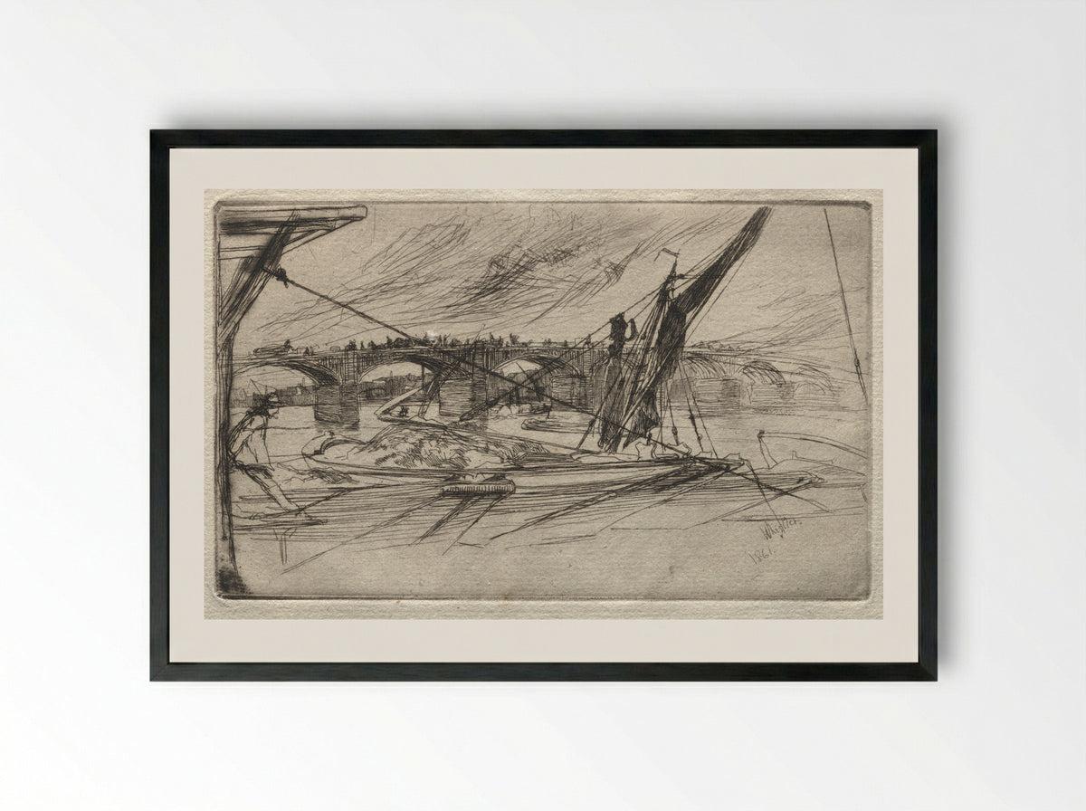 Vauxhall Bridge - James McNeill Whistler - Framed Print Black