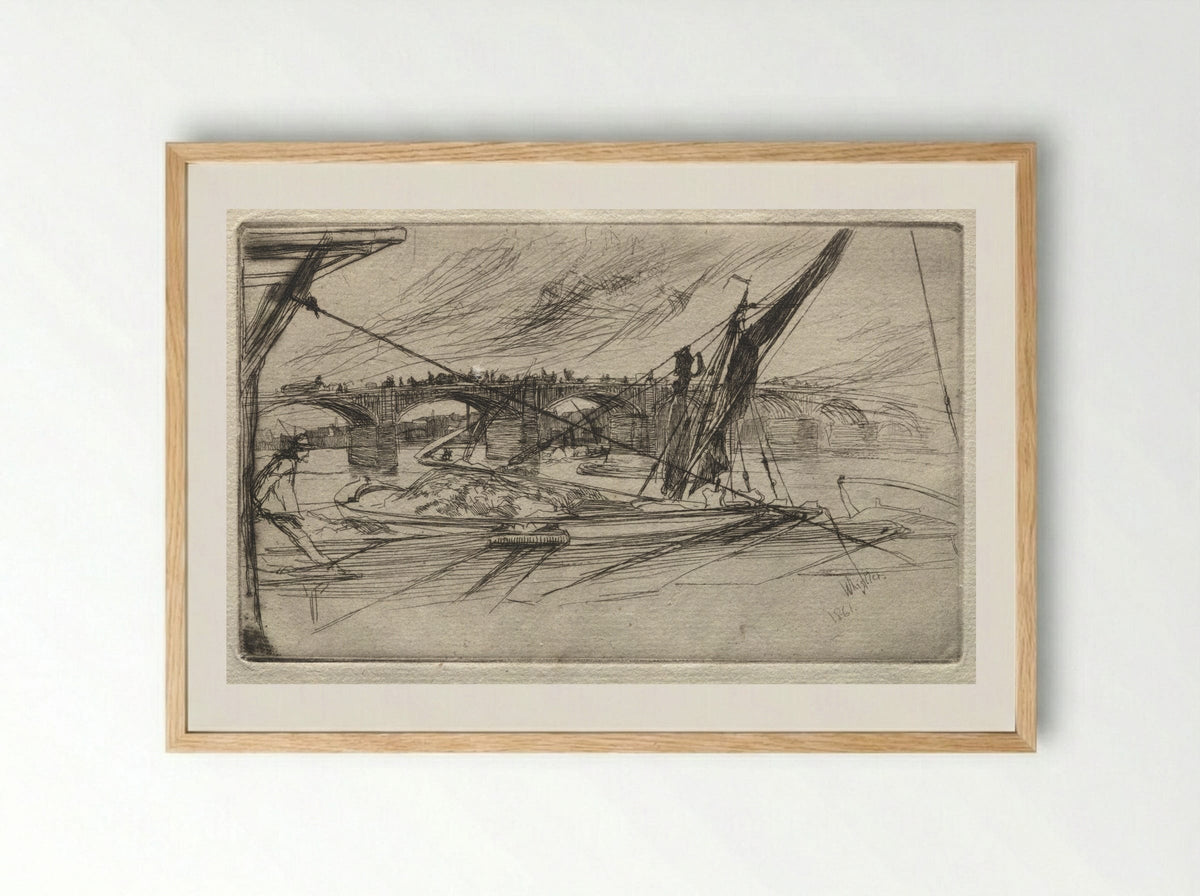 Vauxhall Bridge - James McNeill Whistler - Framed Print Wood