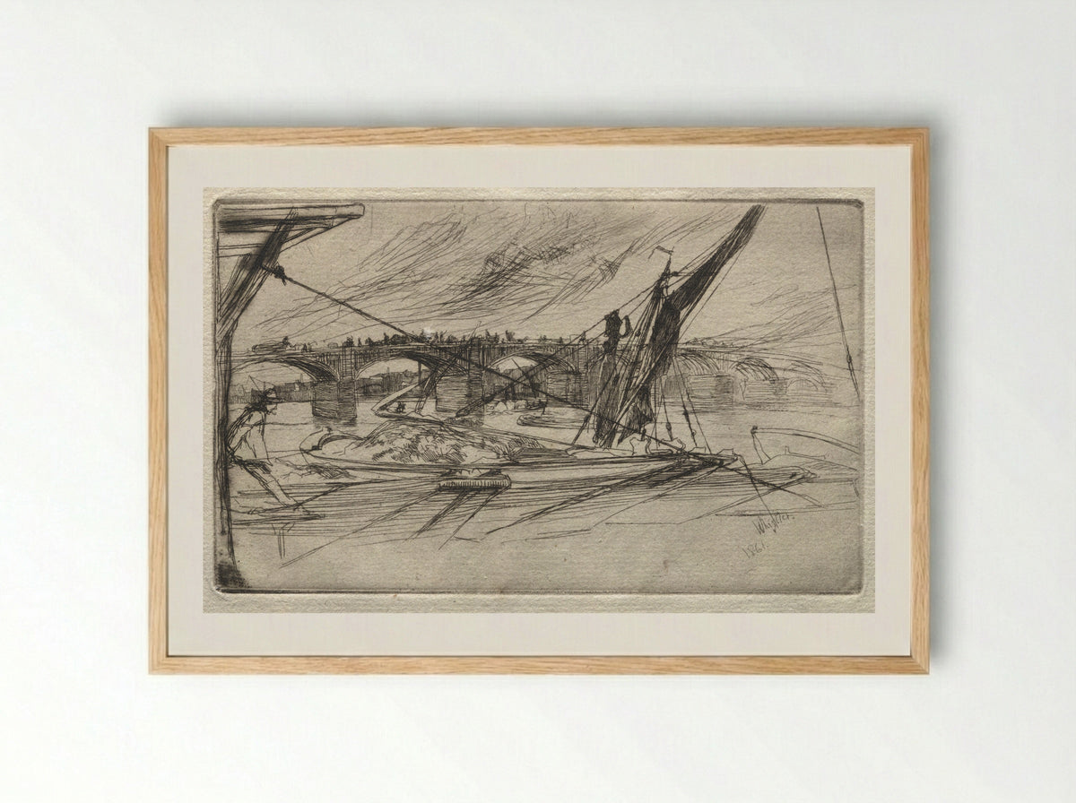 Vauxhall Bridge - James McNeill Whistler - Framed Print Wood