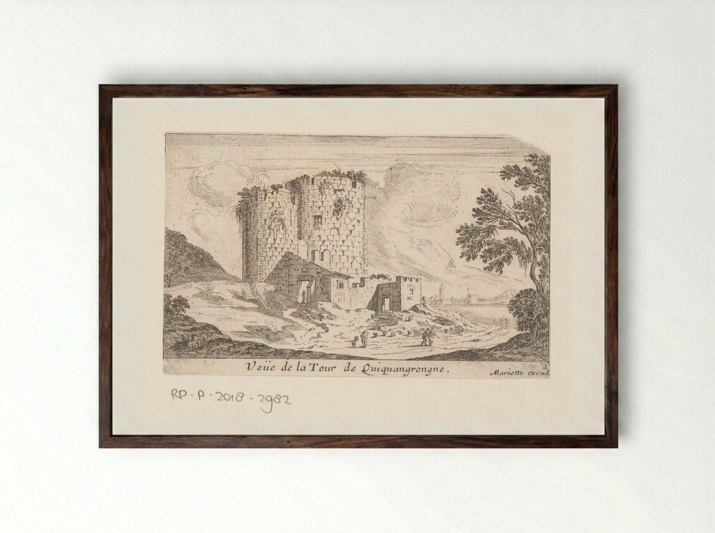 Veüe de la Tour de Quiquangrongne - Israël Silvestre - Framed Print Dark Wood