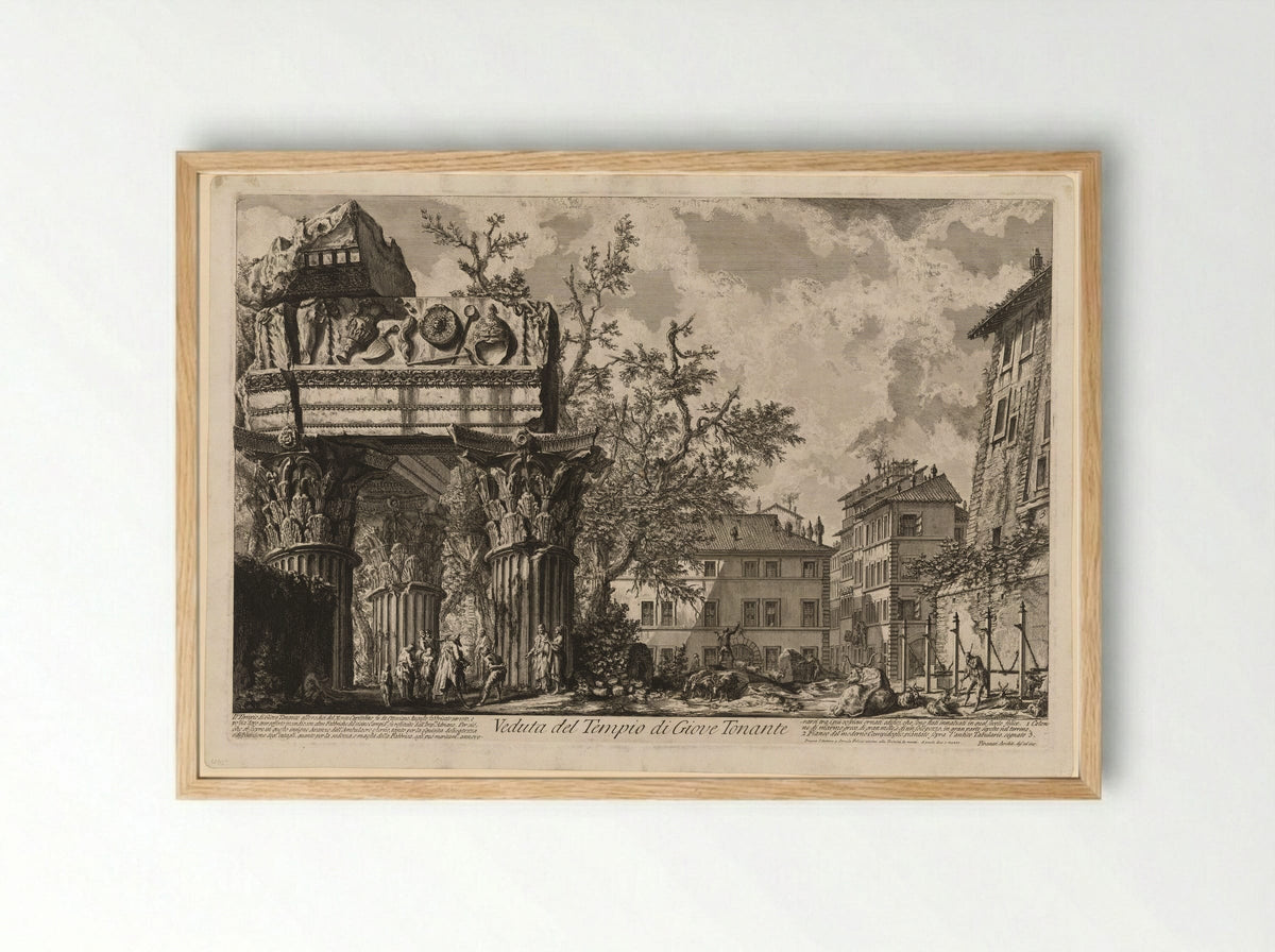 Veduta del Tempio di Giove Tonante - Giovanni Battista Piranesi - Framed Print Wood
