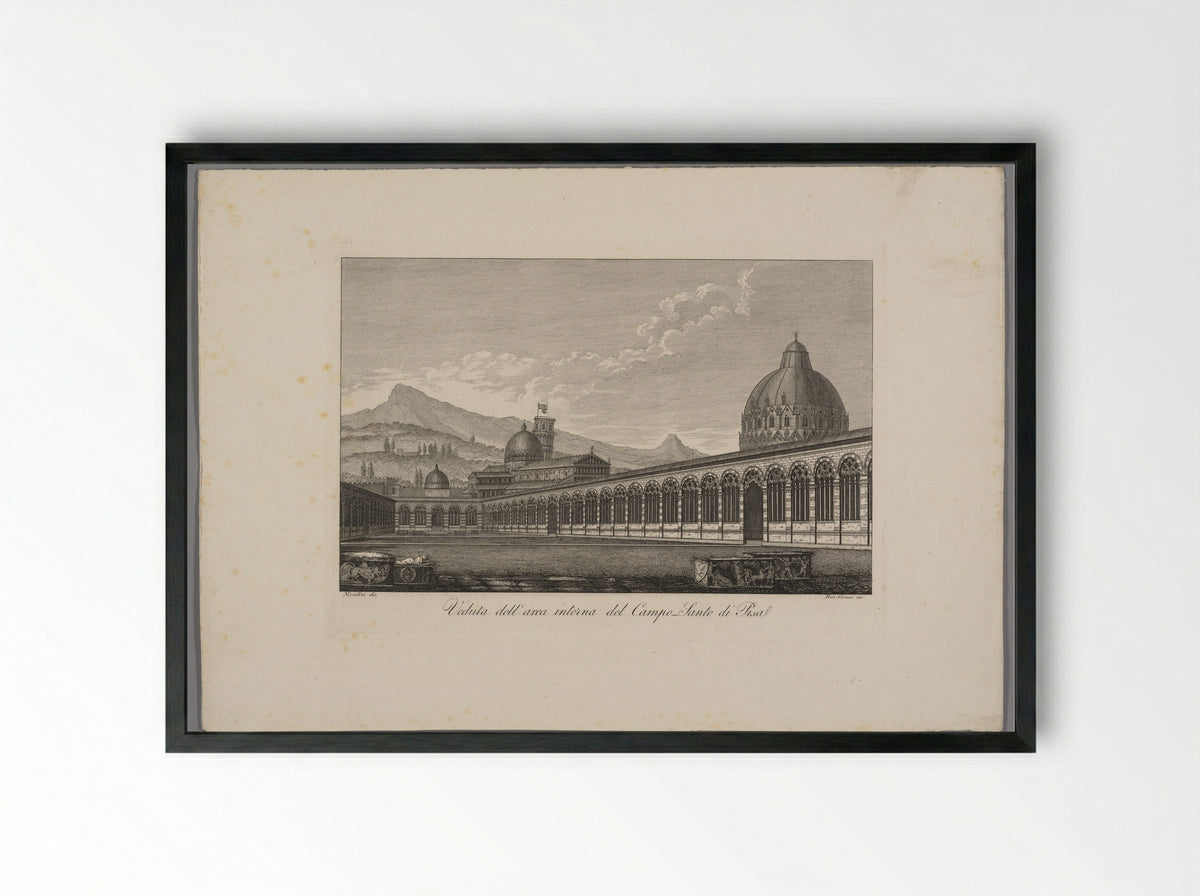 Veduta dell'area interna del Campo Santo di Pisa - Raniero Grassi - Framed Print Black