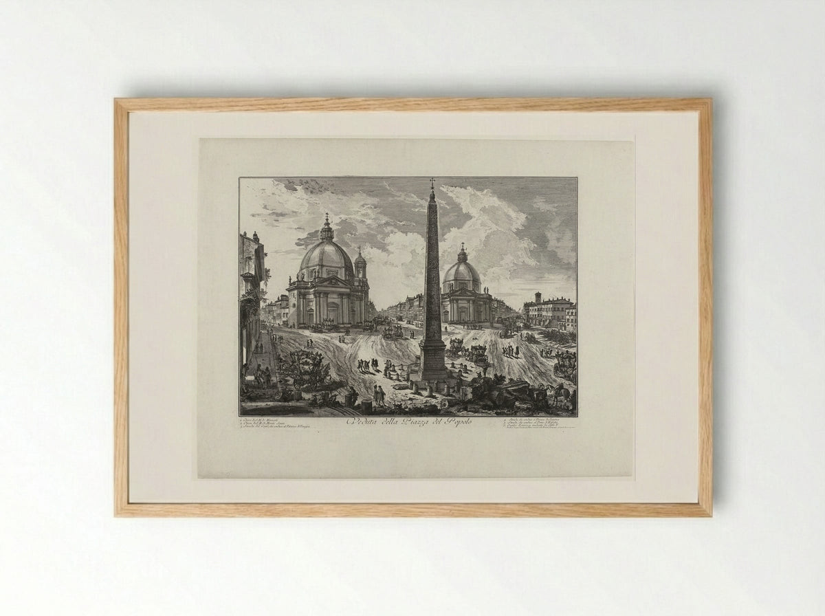 Veduta della Piazza del Popolo - Giovanni Battista Piranesi - Framed Print Wood