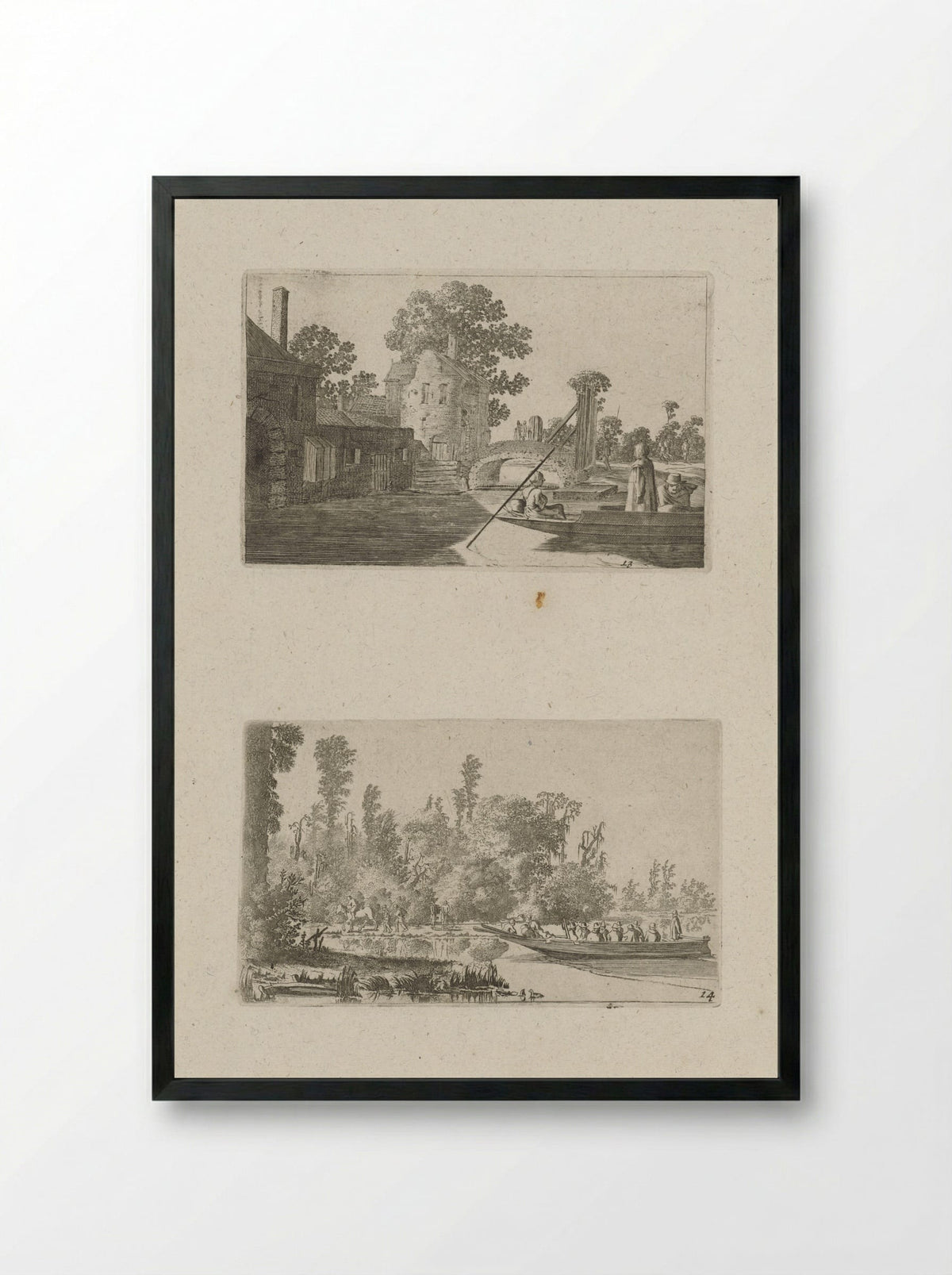 Veerboot bij een stadspoort - Gillis van Scheyndel (I) - Framed Print Black
