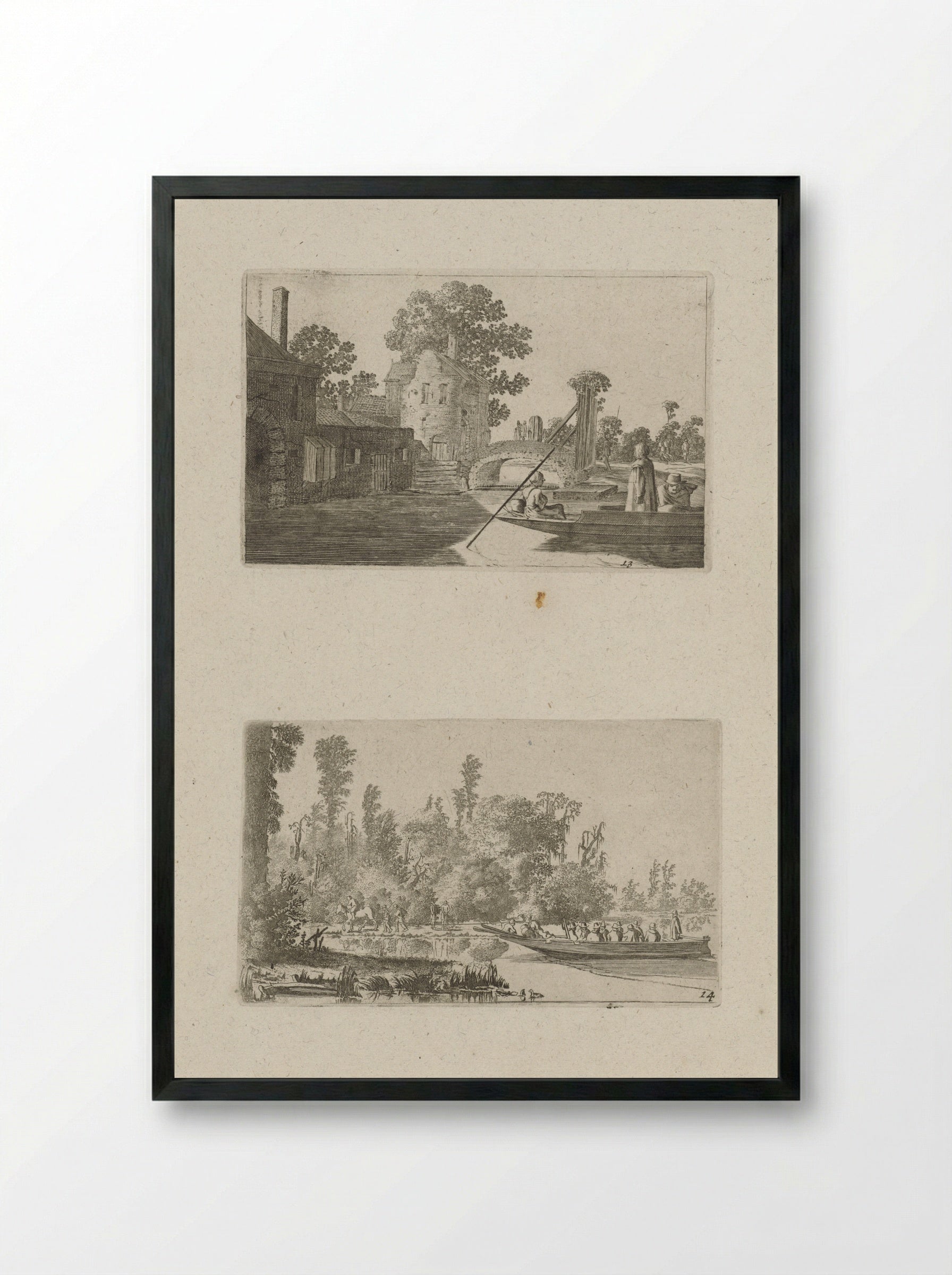 Veerboot bij een stadspoort - Gillis van Scheyndel (I) - Framed Print Black
