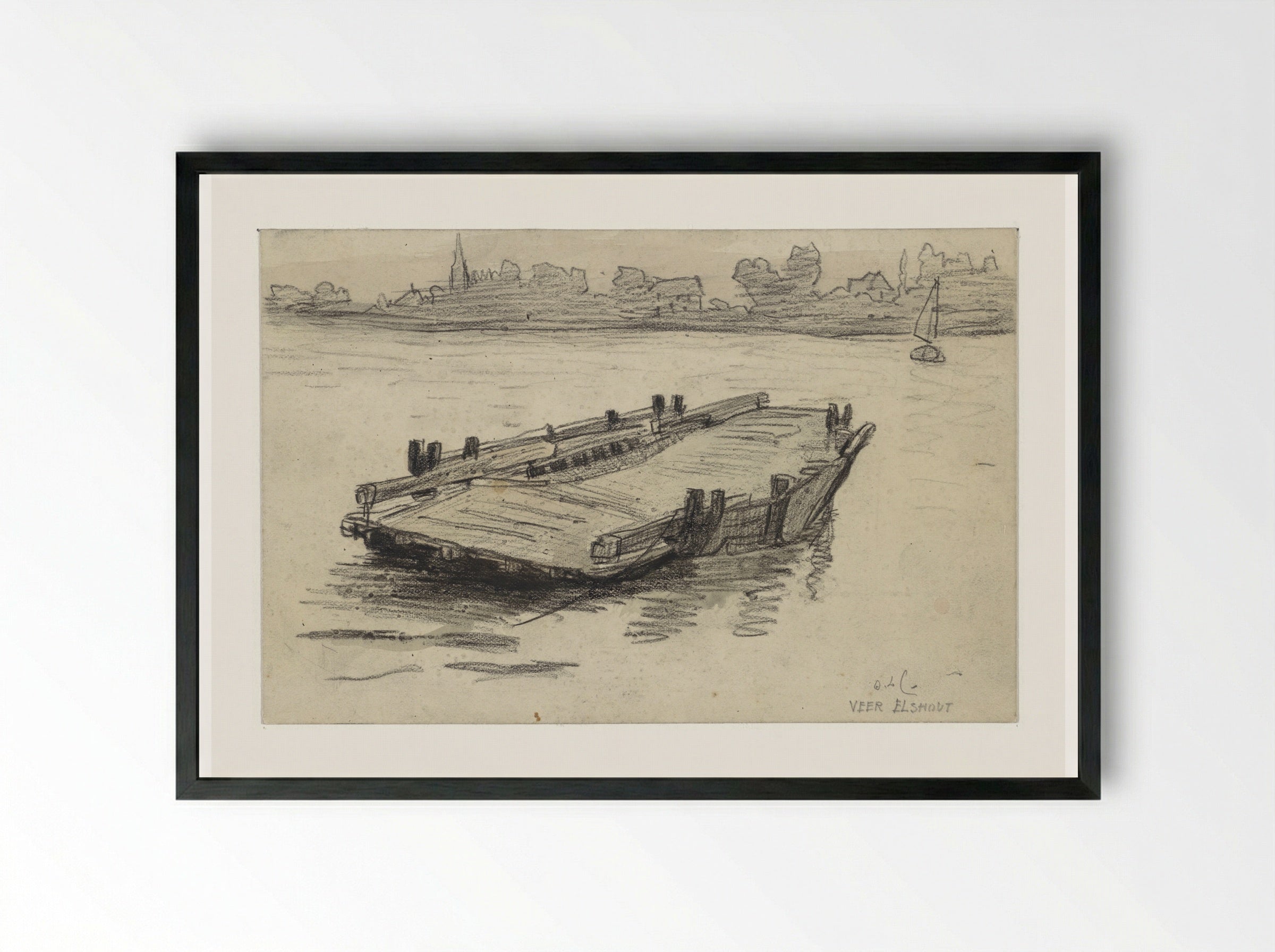 Veerboot te Elshout - Adolf le Comte - Framed Print Black