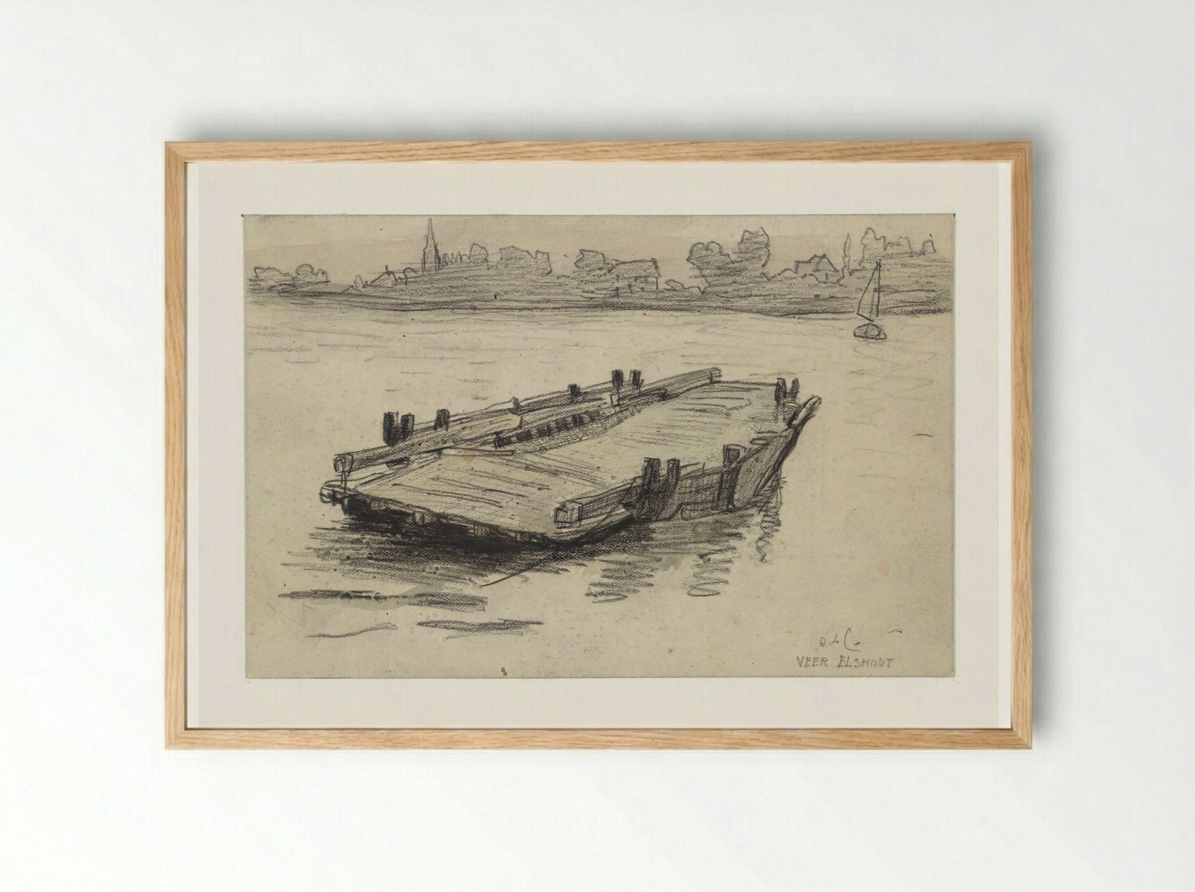 Veerboot te Elshout - Adolf le Comte - Framed Print Wood