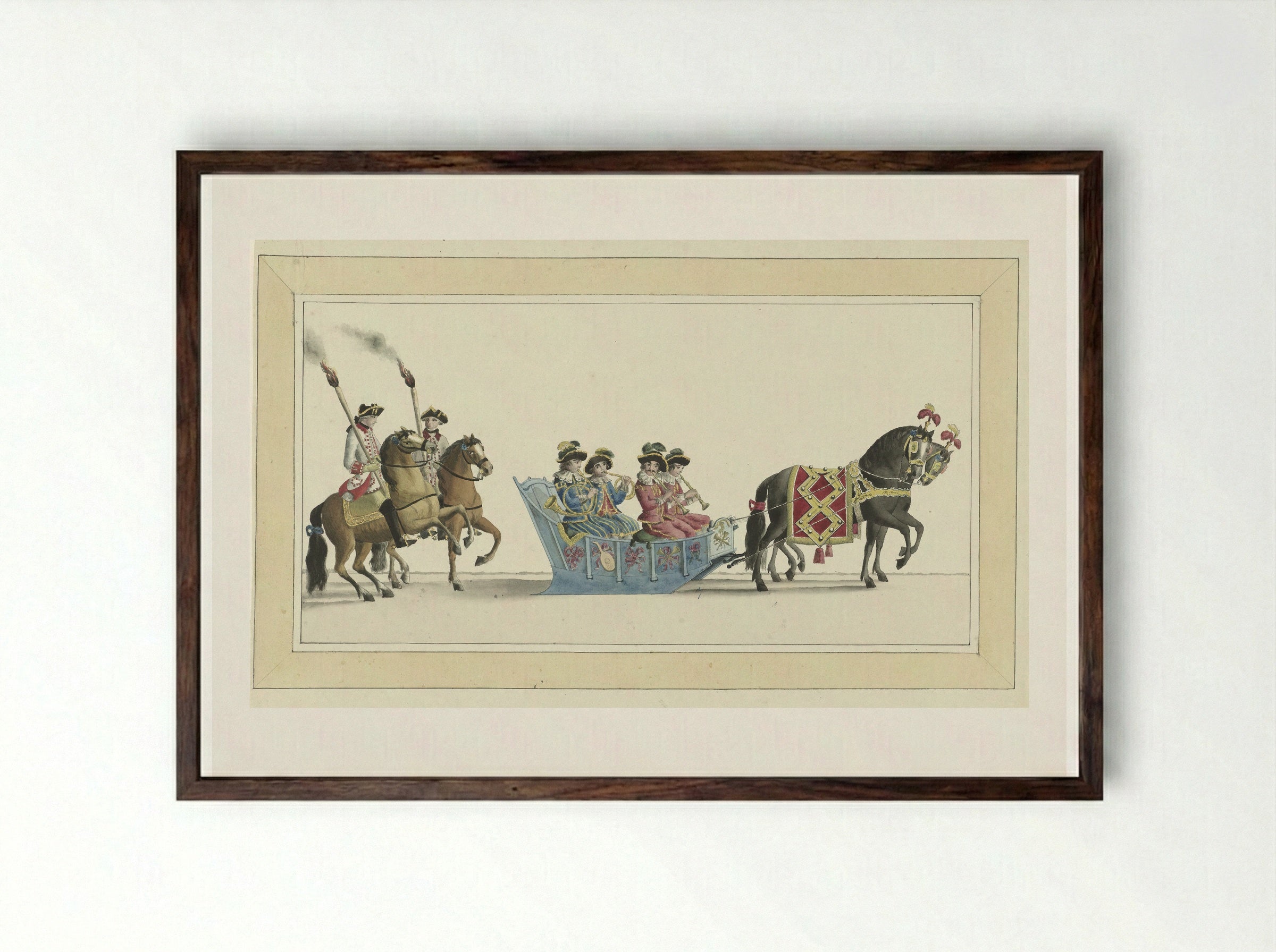 Veertiende slede (Fourteenth Sleigh) - Abraham Delfos - Framed Print Dark Wood
