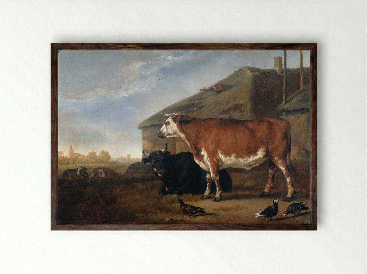Veestuk (Cattle Piece) - Abraham van Calraet - Framed Print Dark Wood