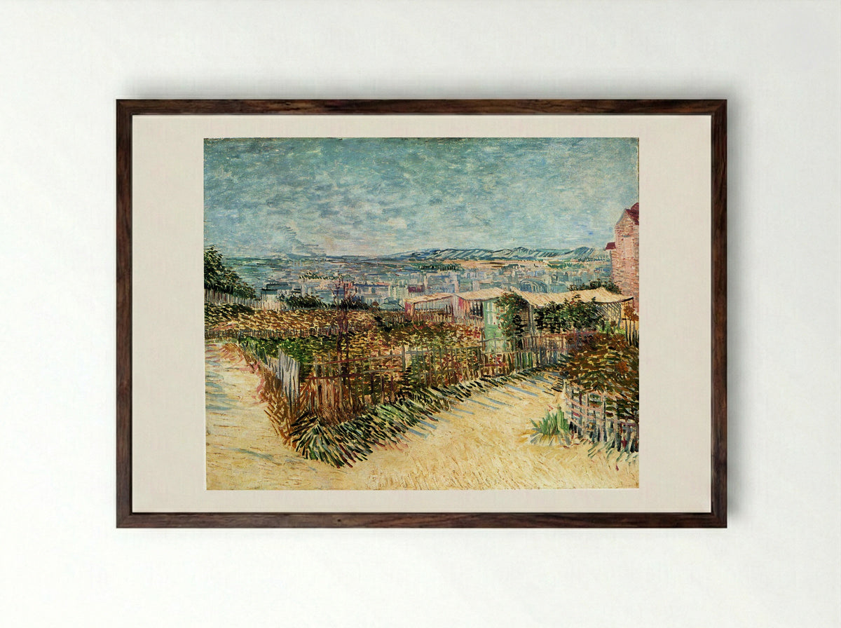 Vegetable Gardens in Montmartre - Vincent van Gogh - Framed Print Dark Wood