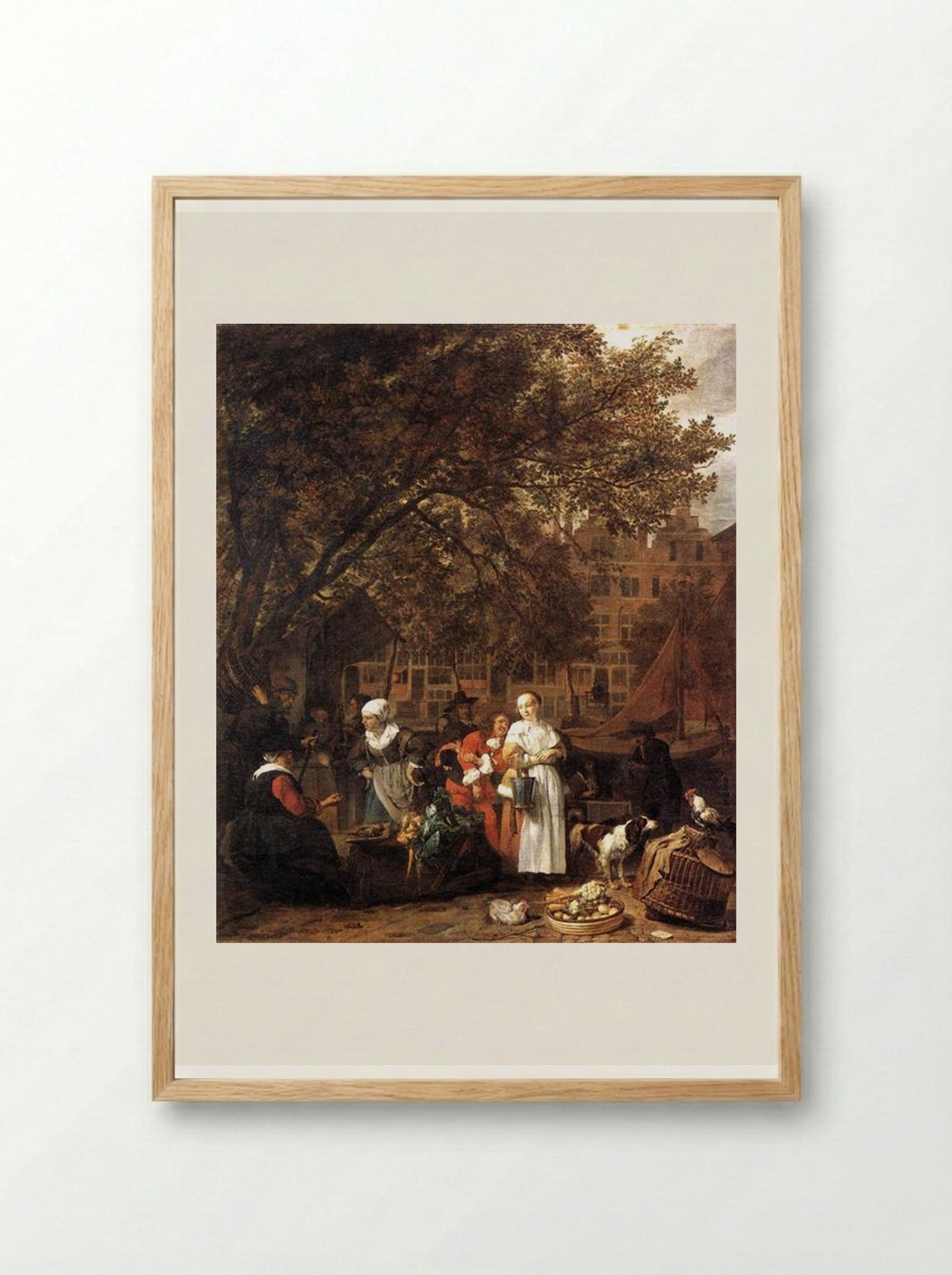 Vegetable Market in Amsterdam - Gabriel Metsu - Framed Print Wood