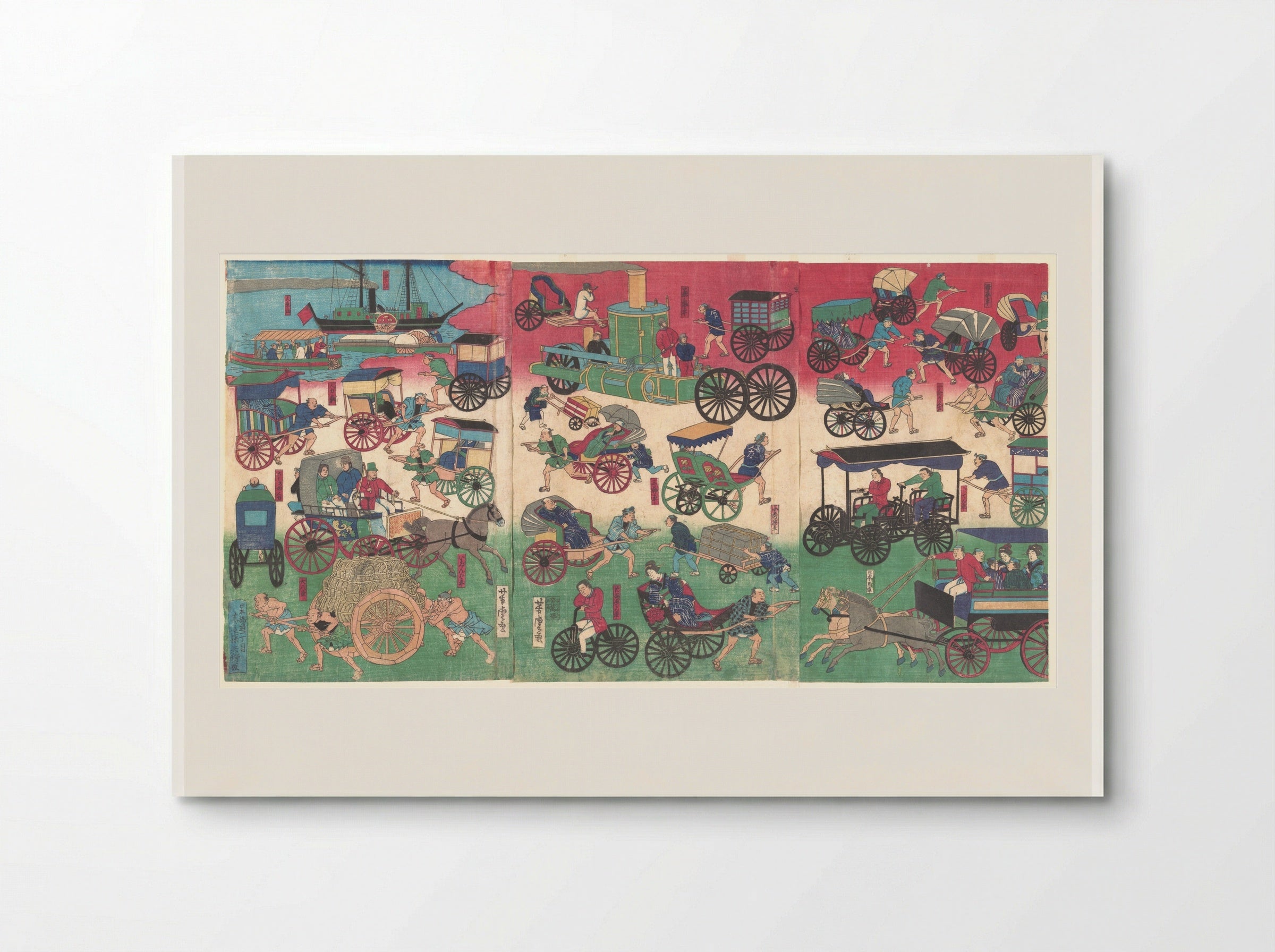 Vehicles on the Streets of Tokyo - Utagawa Yoshitora - Poster