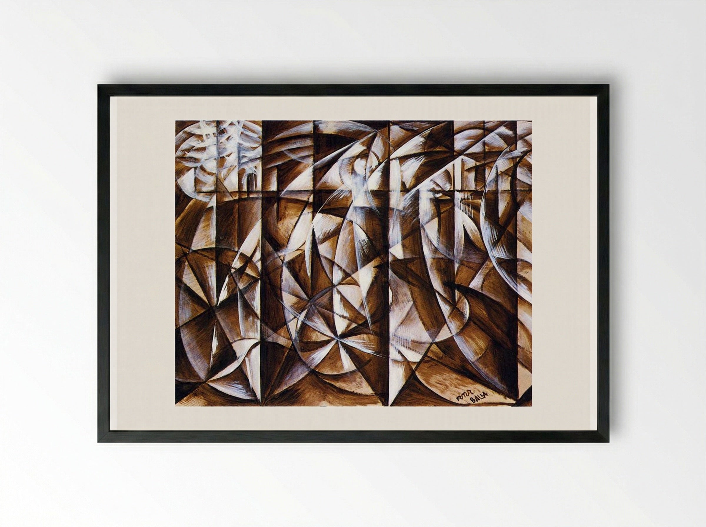 Velocity of Cars and Light - Giacomo Balla - Framed Print Black