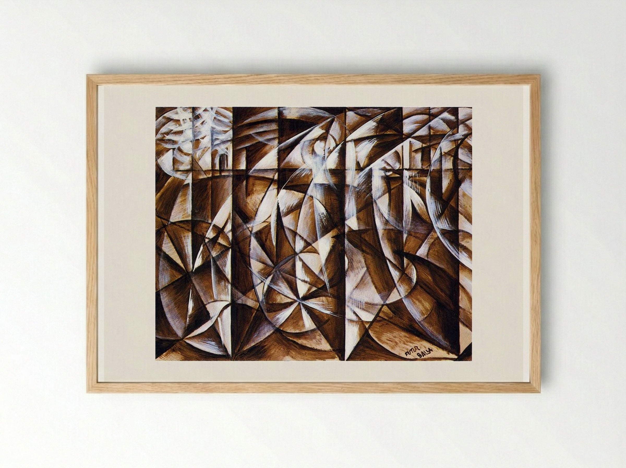 Velocity of Cars and Light - Giacomo Balla - Framed Print Wood