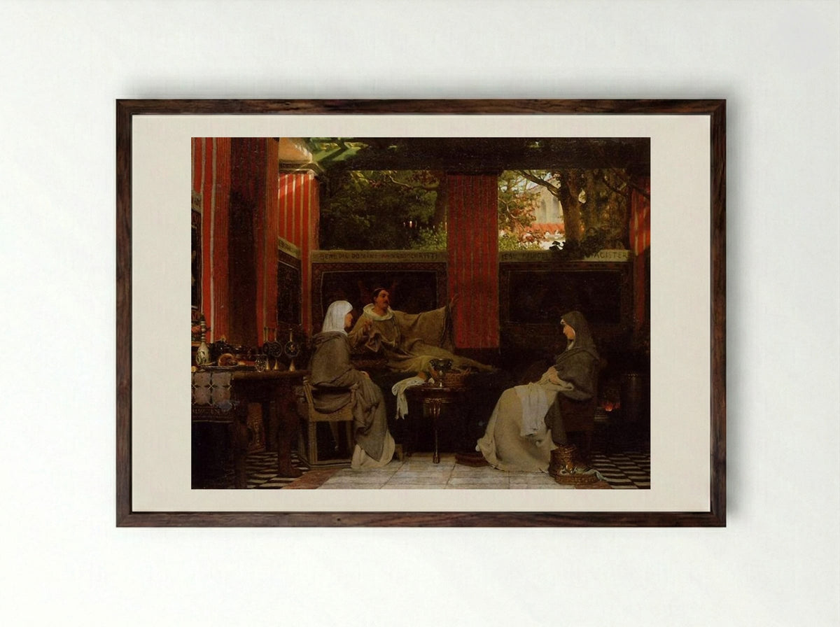 Venantius Fortunatus Reading His Poems to Radegonda - Sir Lawrence Alma-Tadema - Framed Print Dark Wood