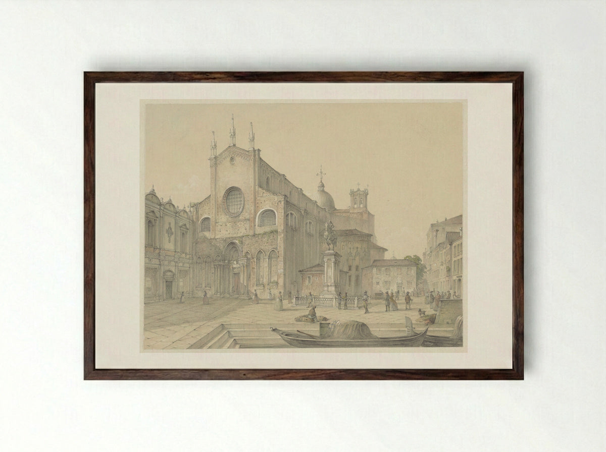 Venetië: S. Giovanni & Paolo - Károly Lajos Libay - Framed Print Dark Wood