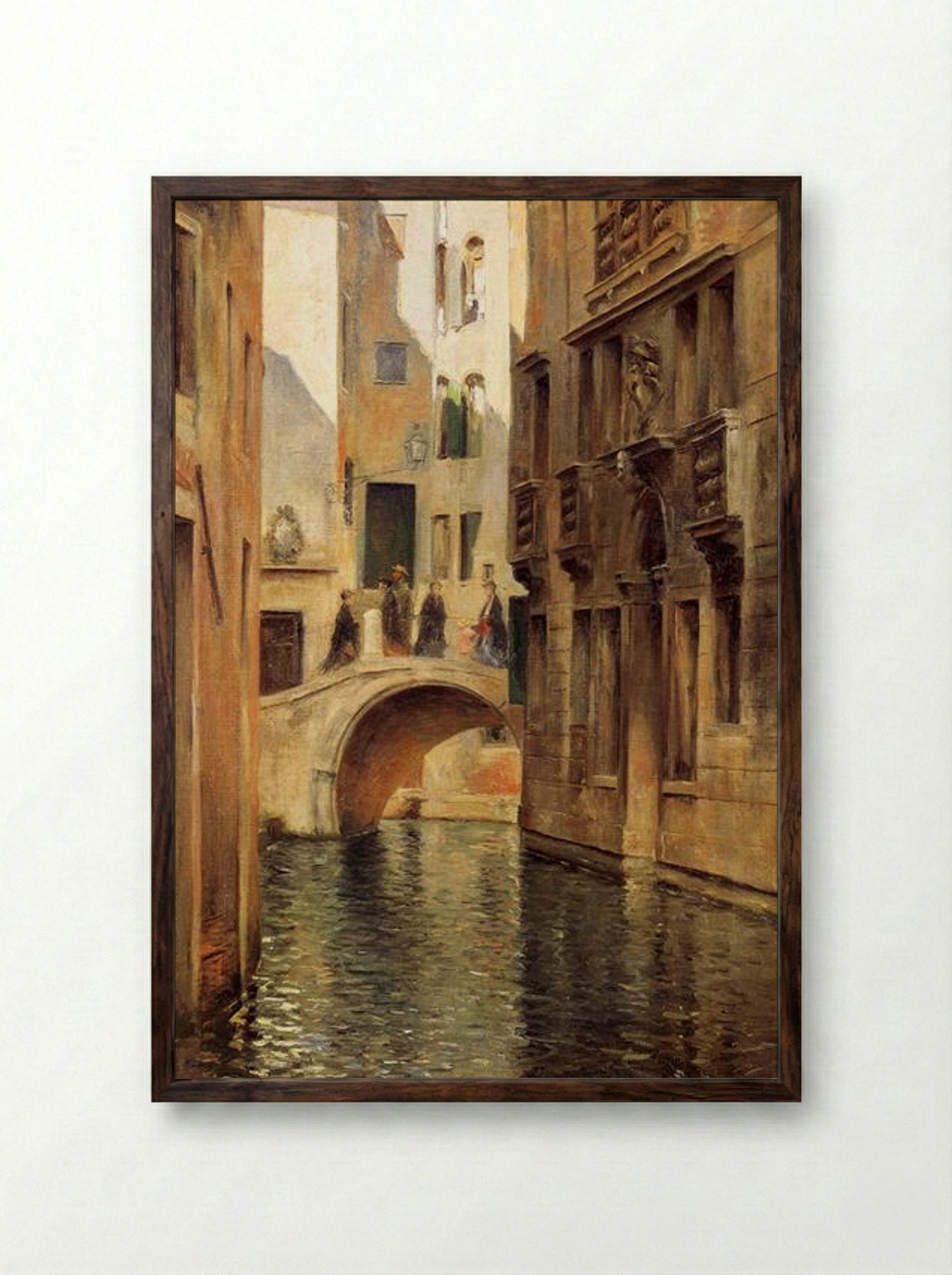 Venetian Canal - Julius LeBlanc Stewart - Framed Print Dark Wood