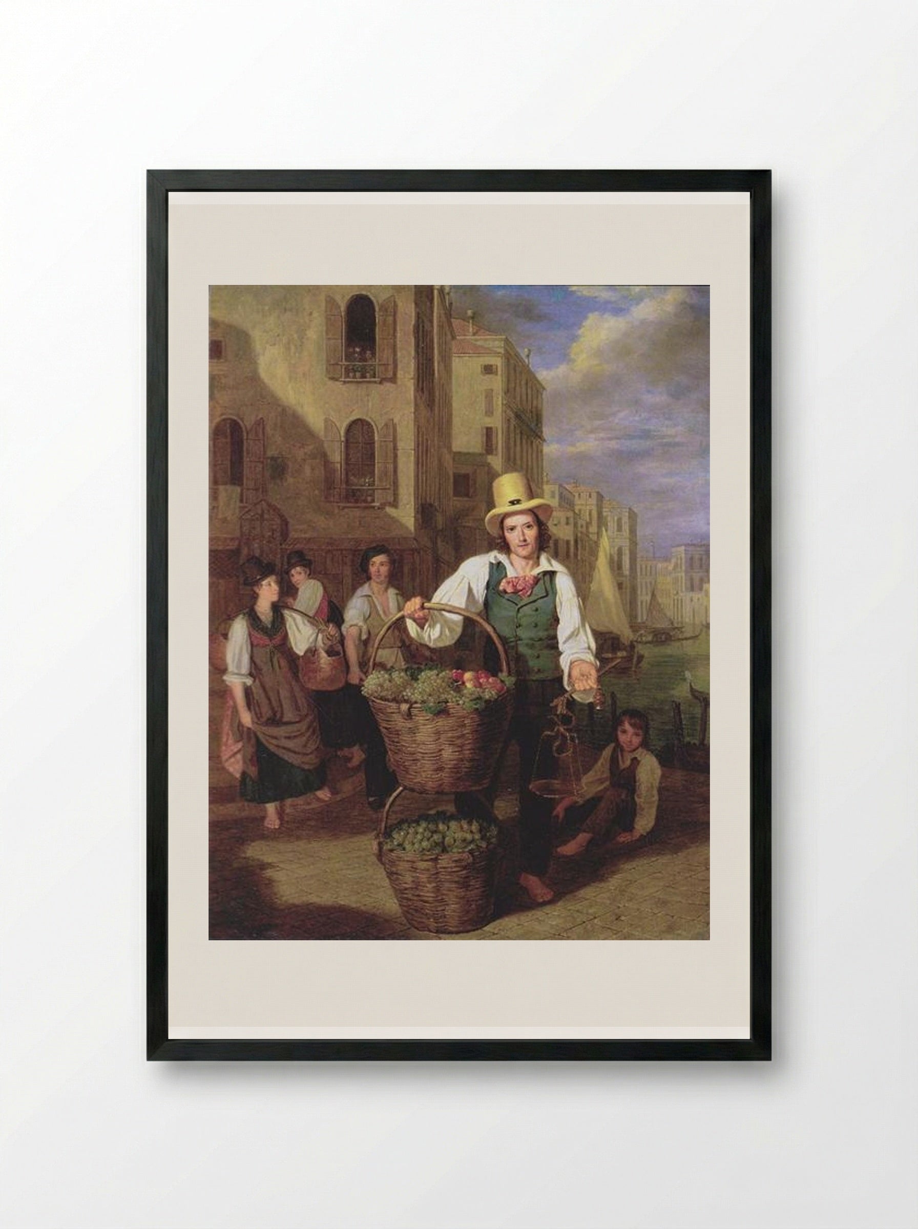 Venetian Fruit Seller - Ferdinand Georg Waldmüller - Framed Print Black