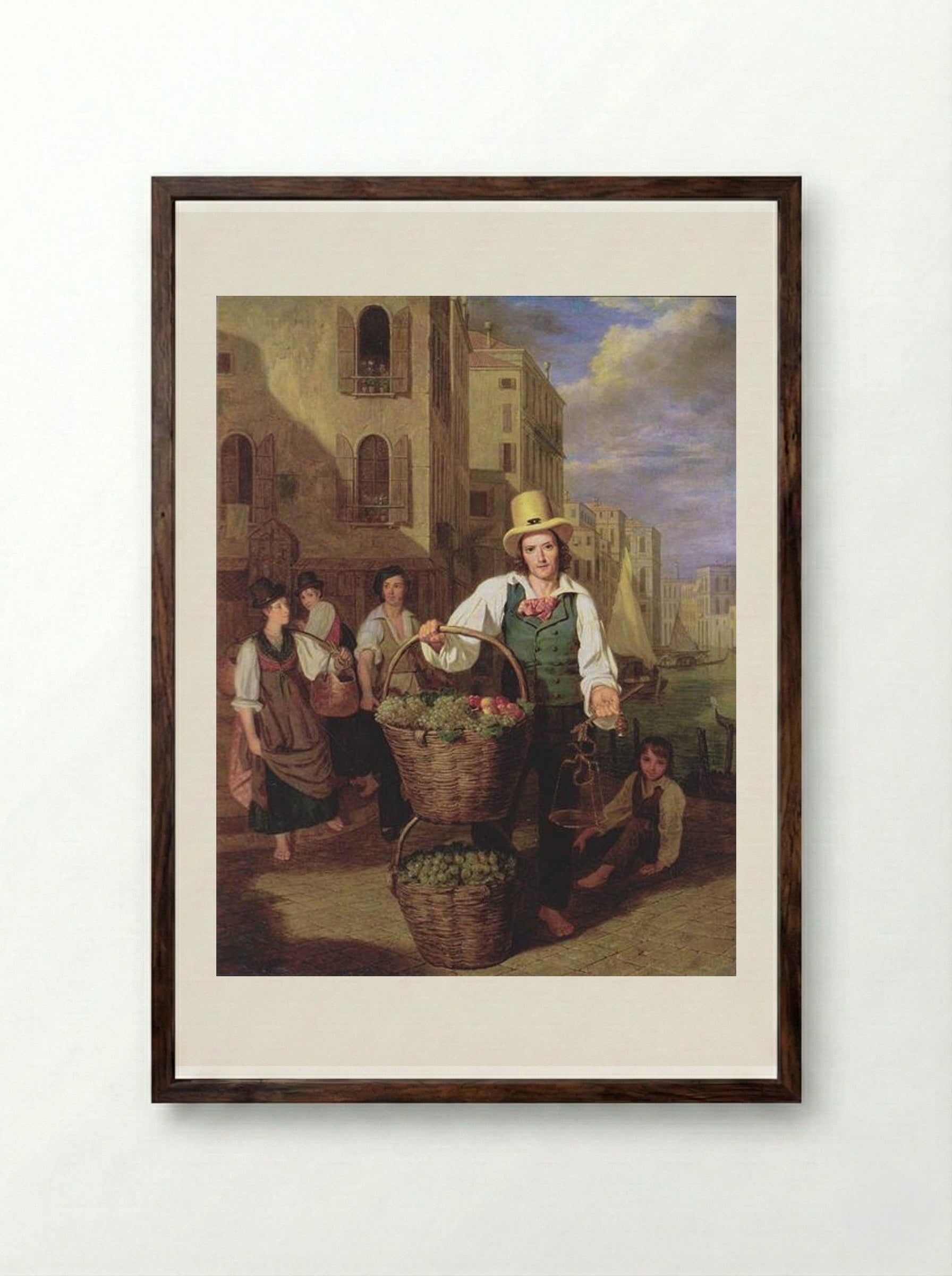 Venetian Fruit Seller - Ferdinand Georg Waldmüller - Framed Print Dark Wood