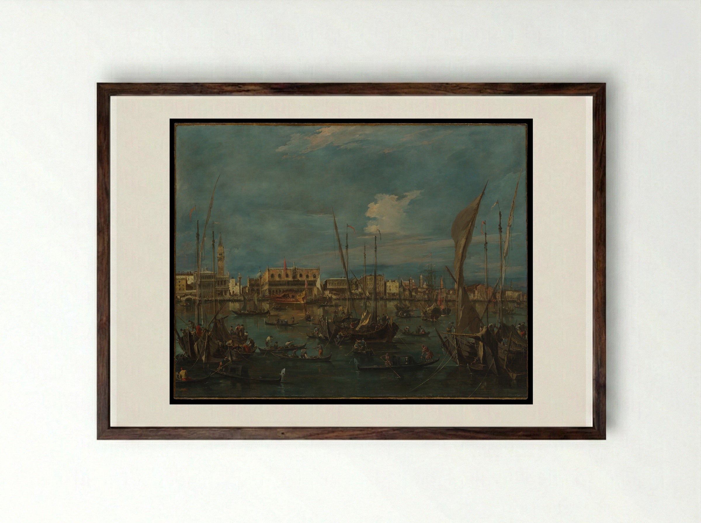 Venice from the Bacino di San Marco - Francesco Guardi - Framed Print Dark Wood