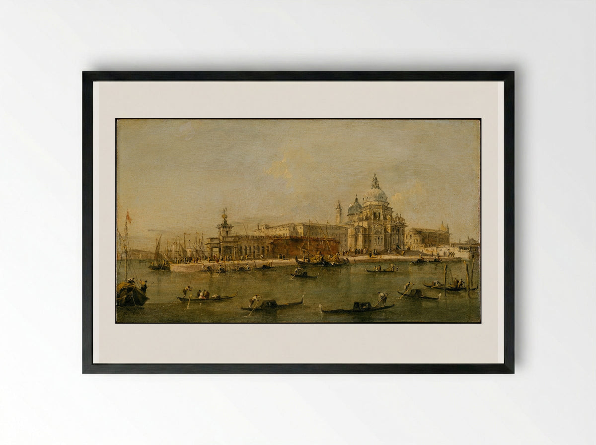 Venice: The Dogana and Santa Maria della Salute - Francesco Guardi - Framed Print Black