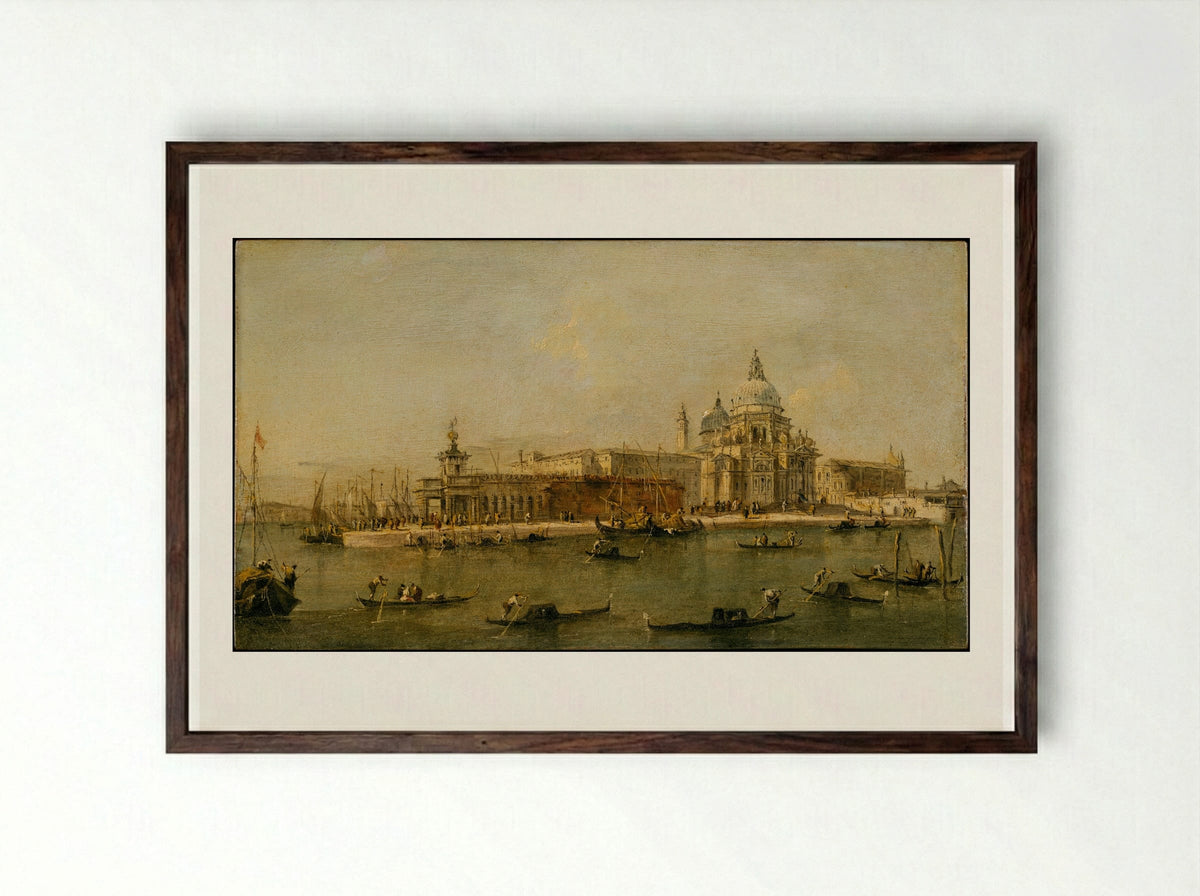 Venice: The Dogana and Santa Maria della Salute - Francesco Guardi - Framed Print Dark Wood