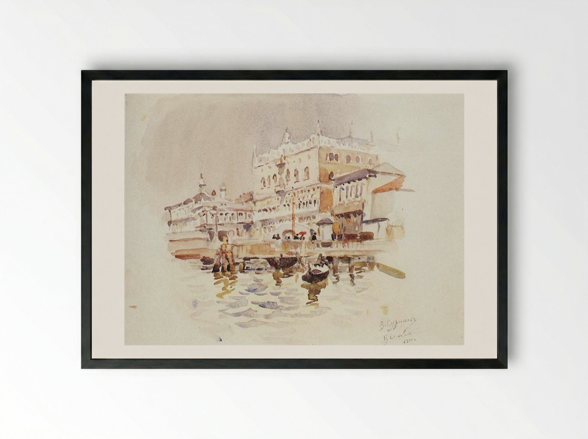 Venice. Doge's Palace - Vasily Surikov - Framed Print Black