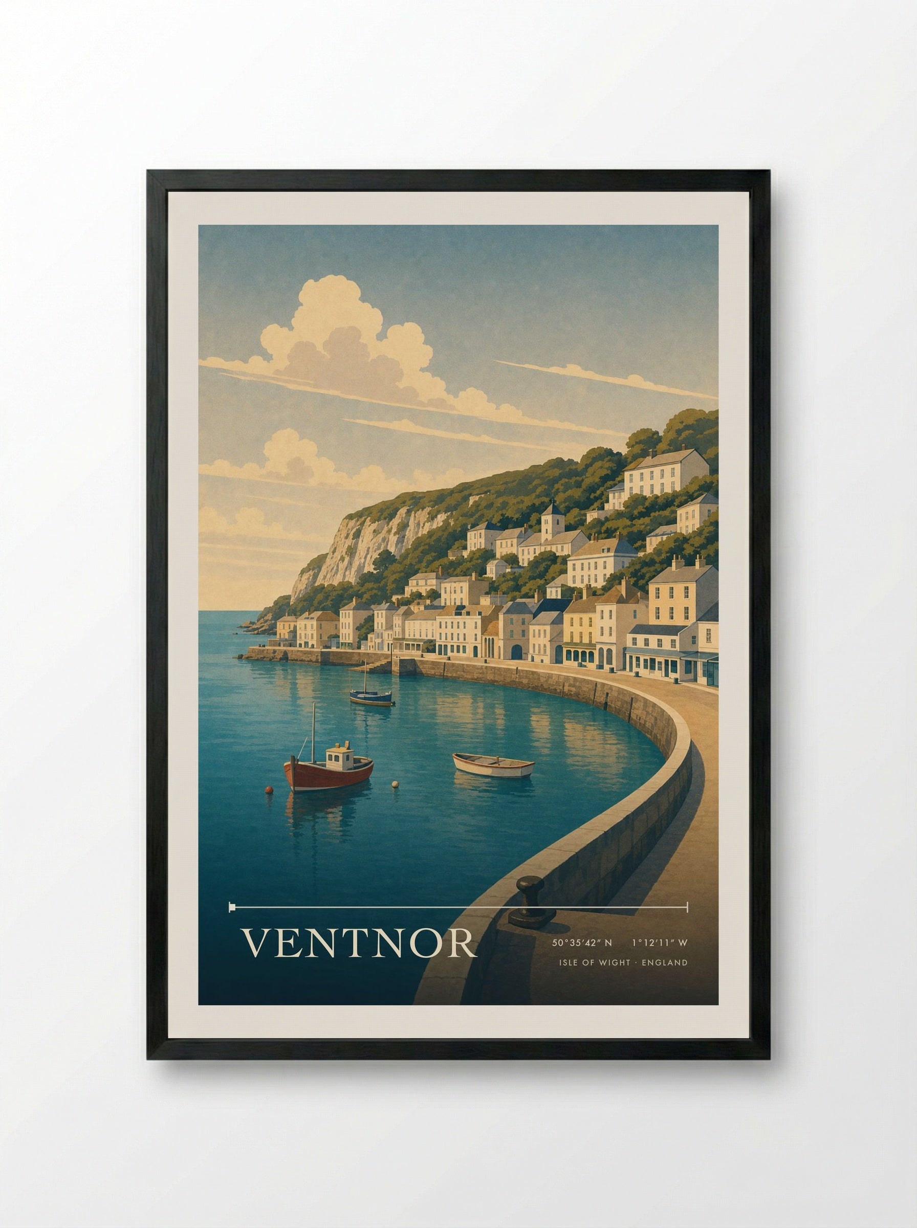 Ventnor Isle of Wight England Travel Poster - Framed Print Black
