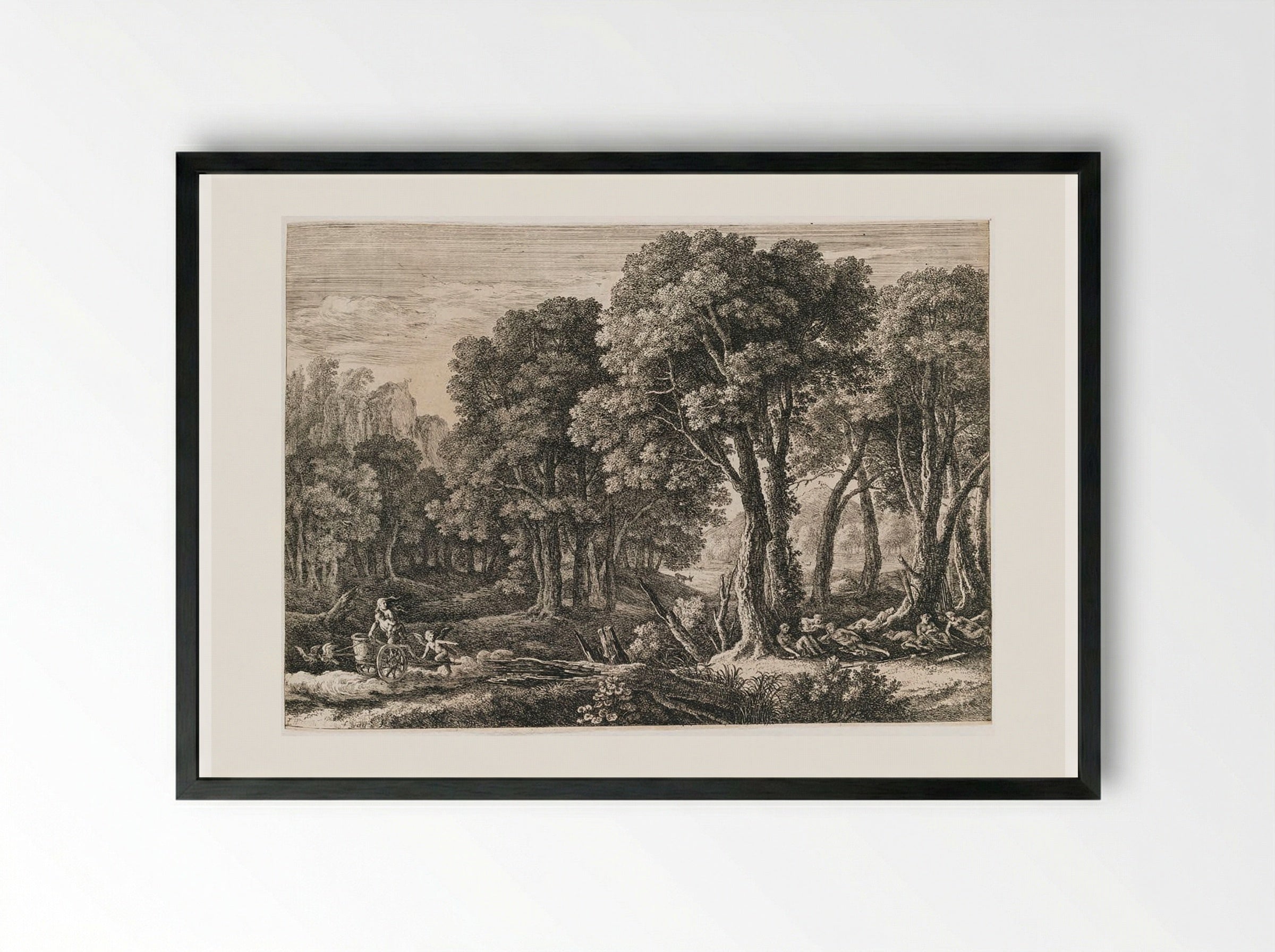 Venus Abducting Adonis - Herman van Swanevelt - Framed Print Black