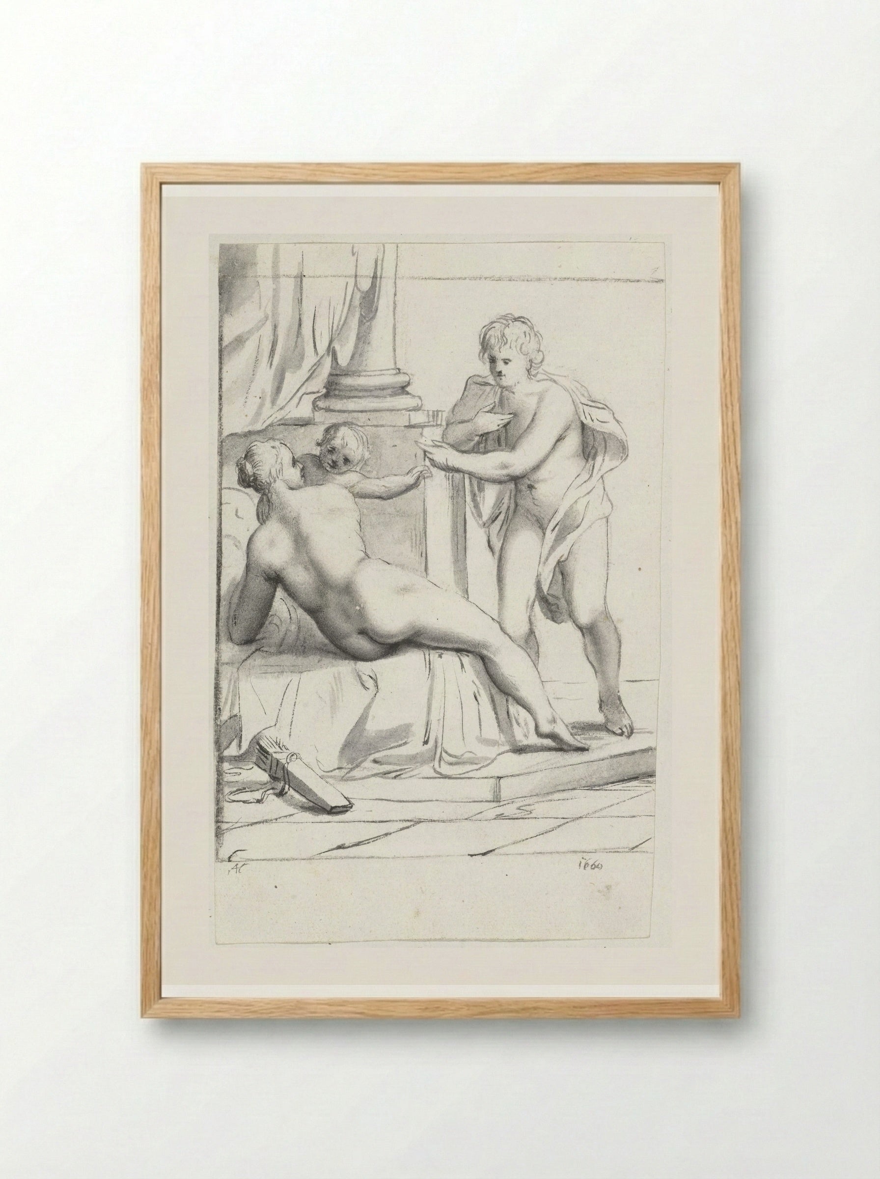 Venus, Amor en Mars - Moses ter Borch - Framed Print Wood