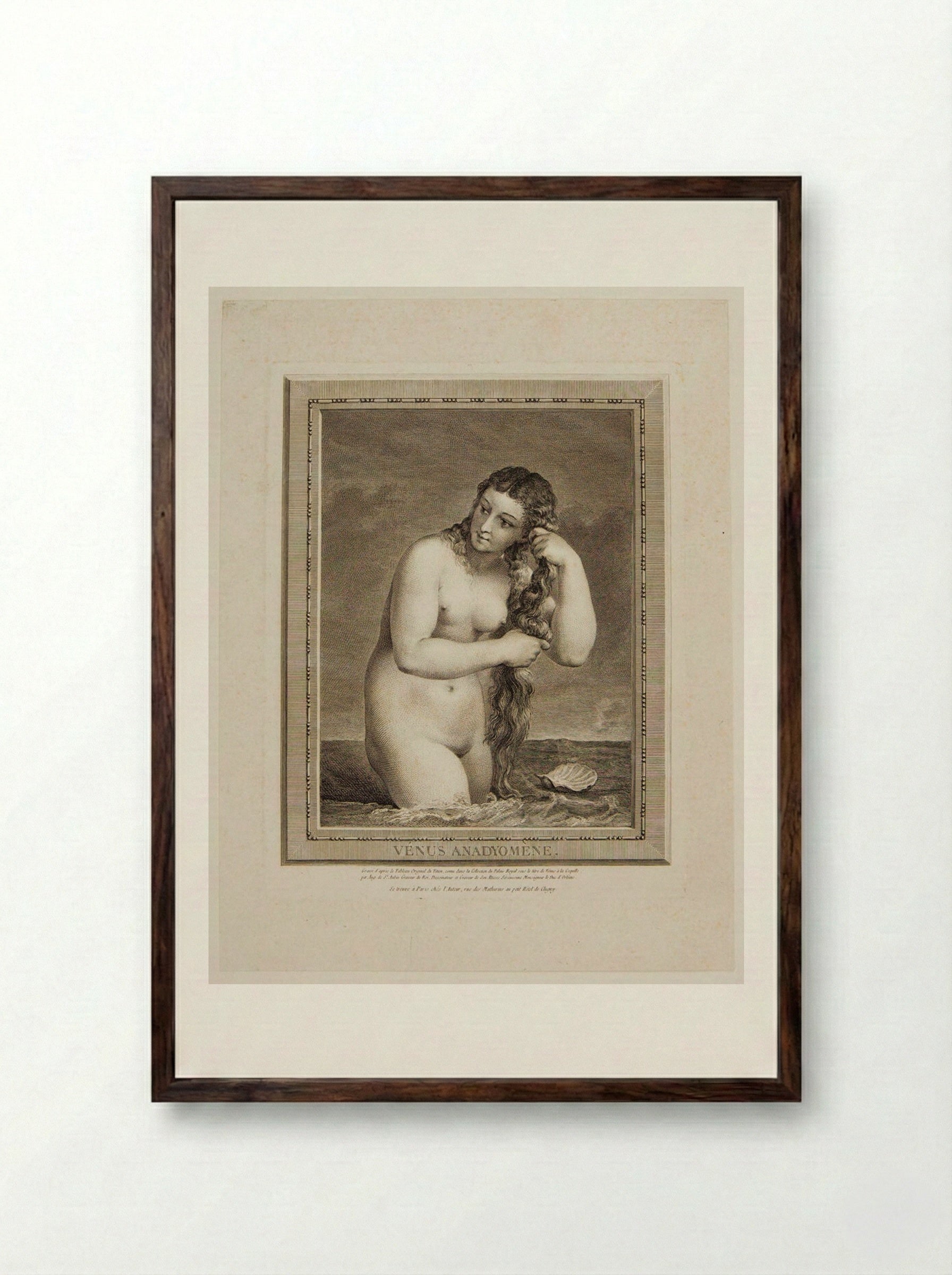 Venus Anadyomene - Augustin de Saint-Aubin - Framed Print Dark Wood