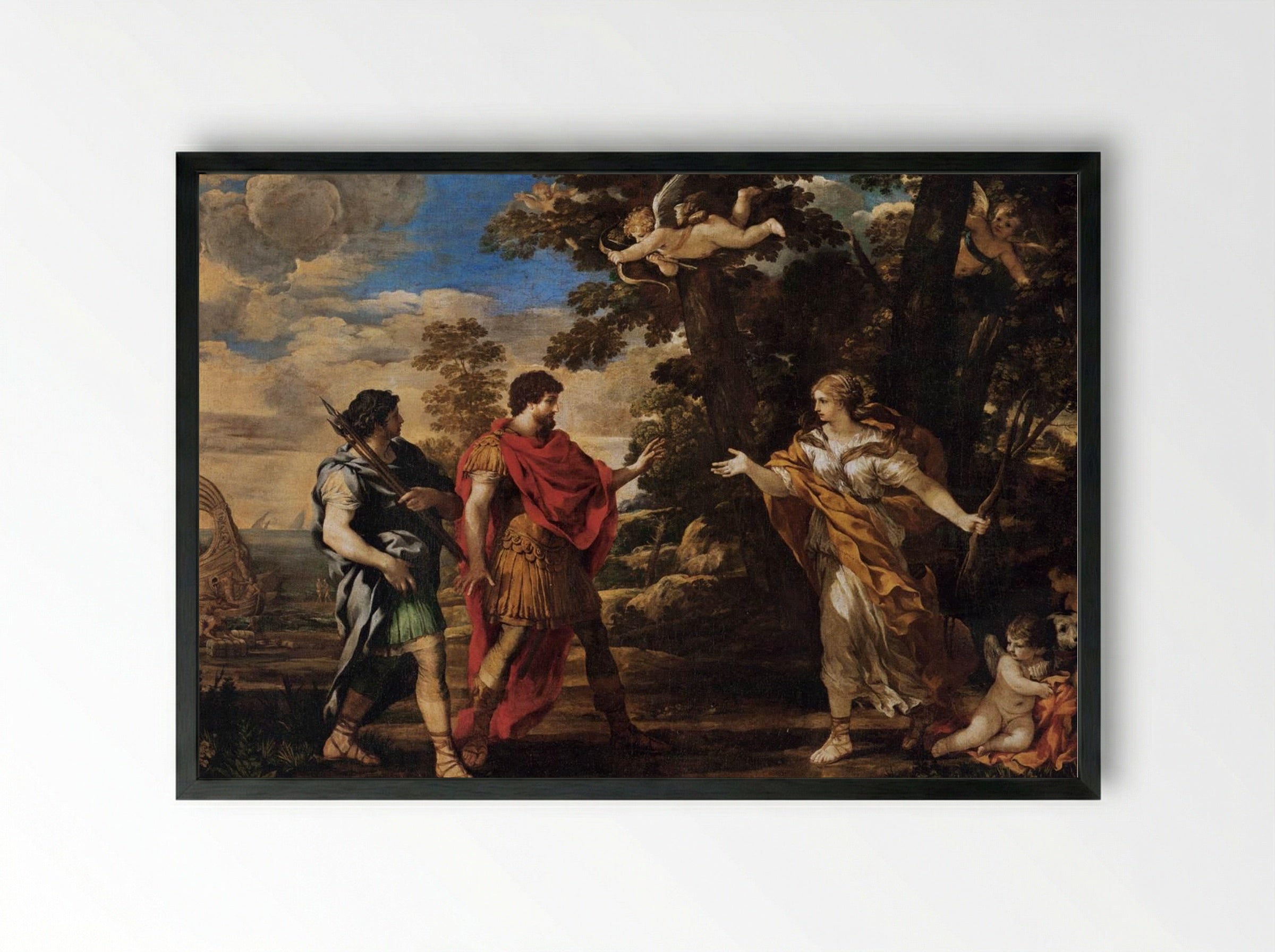 Venus Appearing to Aeneas as a Huntress - Pietro da Cortona - Framed Print Black