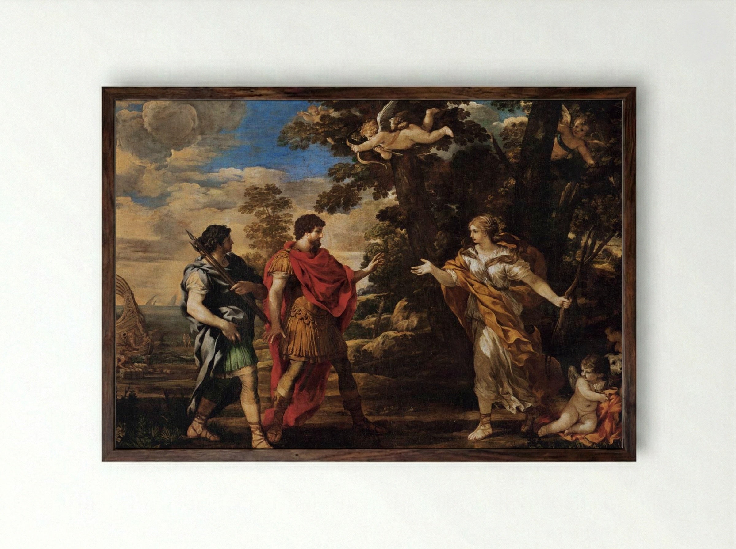 Venus Appearing to Aeneas as a Huntress - Pietro da Cortona - Framed Print Dark Wood
