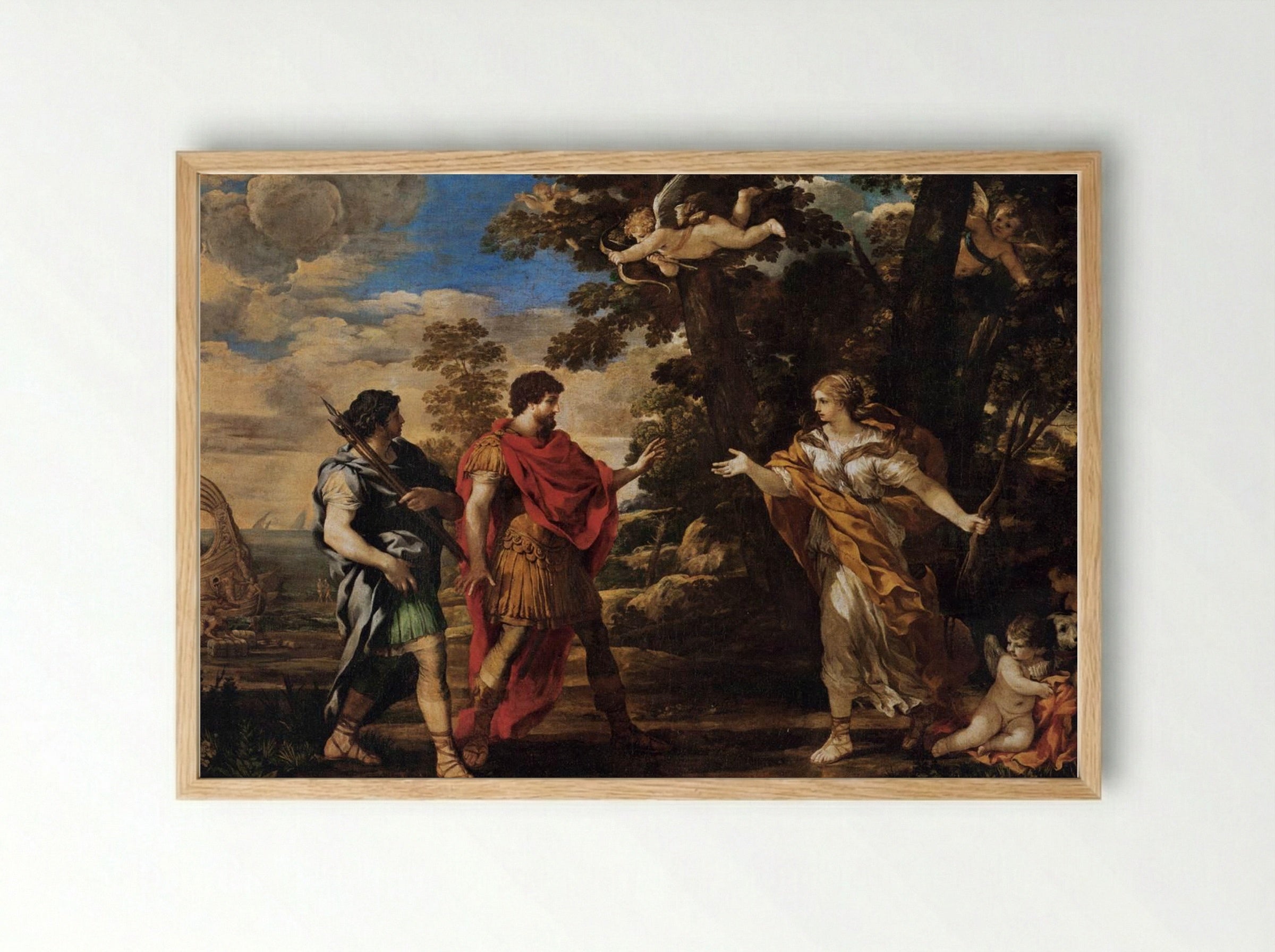 Venus Appearing to Aeneas as a Huntress - Pietro da Cortona - Framed Print Wood