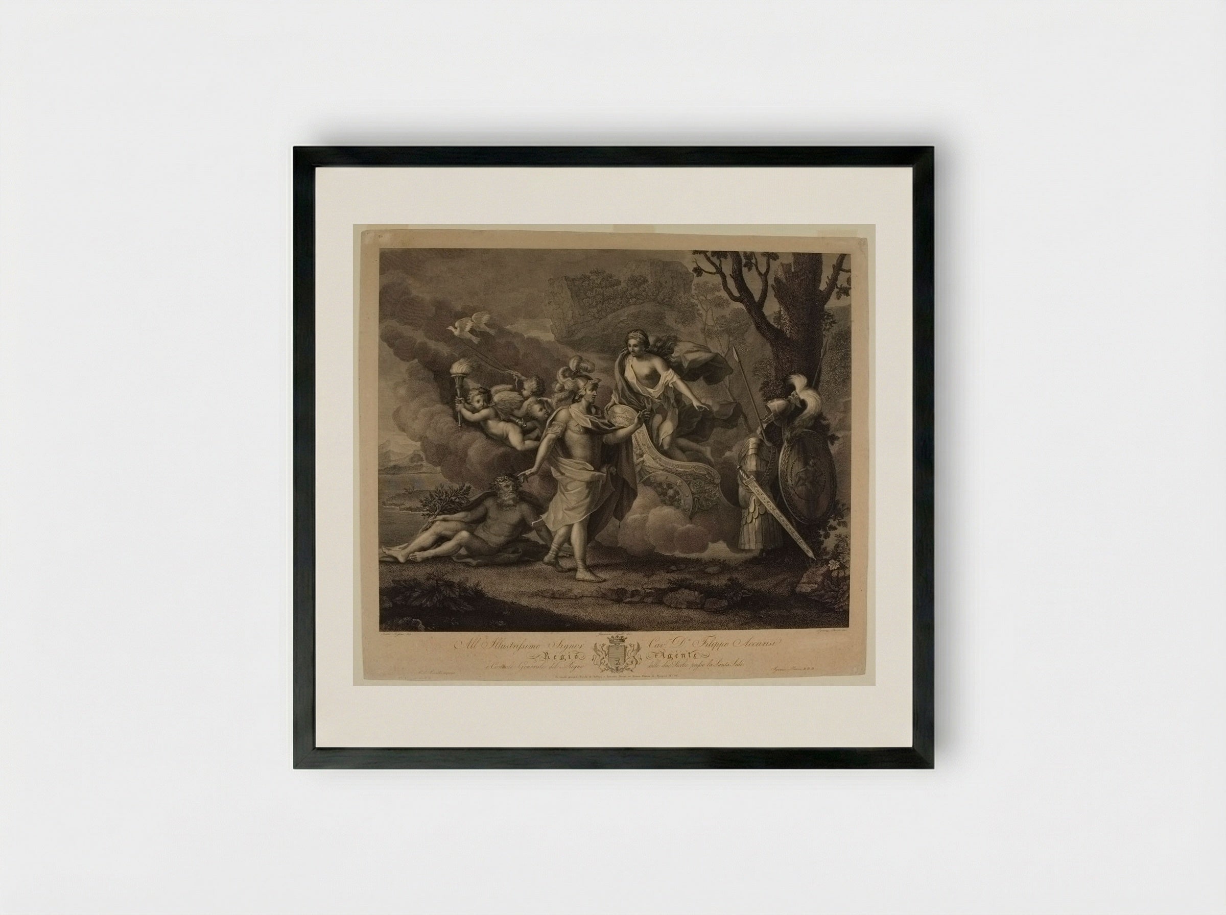 Venus Appearing to Aeneas - Ignazio Pavon - Framed Print Black