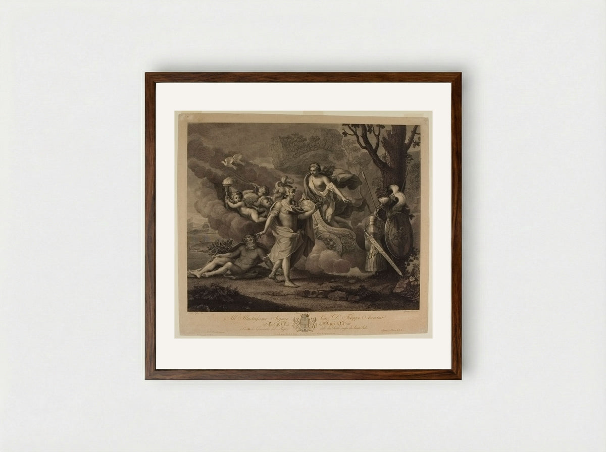 Venus Appearing to Aeneas - Ignazio Pavon - Framed Print Dark Wood