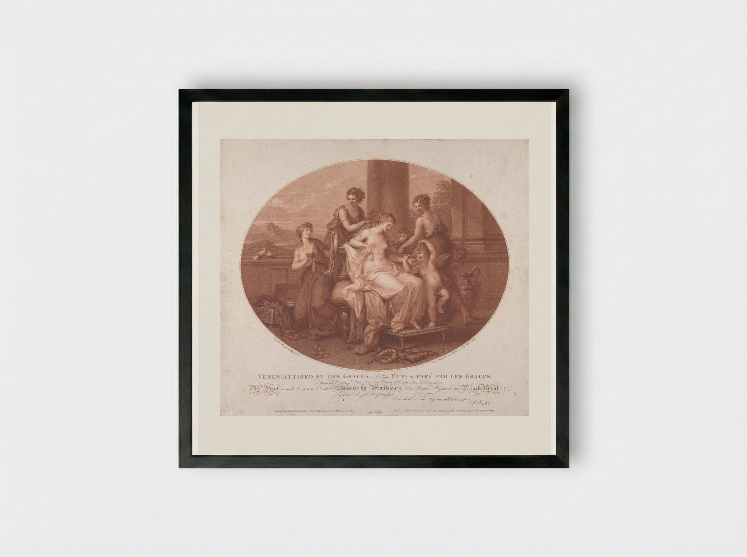 Venus Attired by the Graces - Francesco Bartolozzi - Framed Print Black