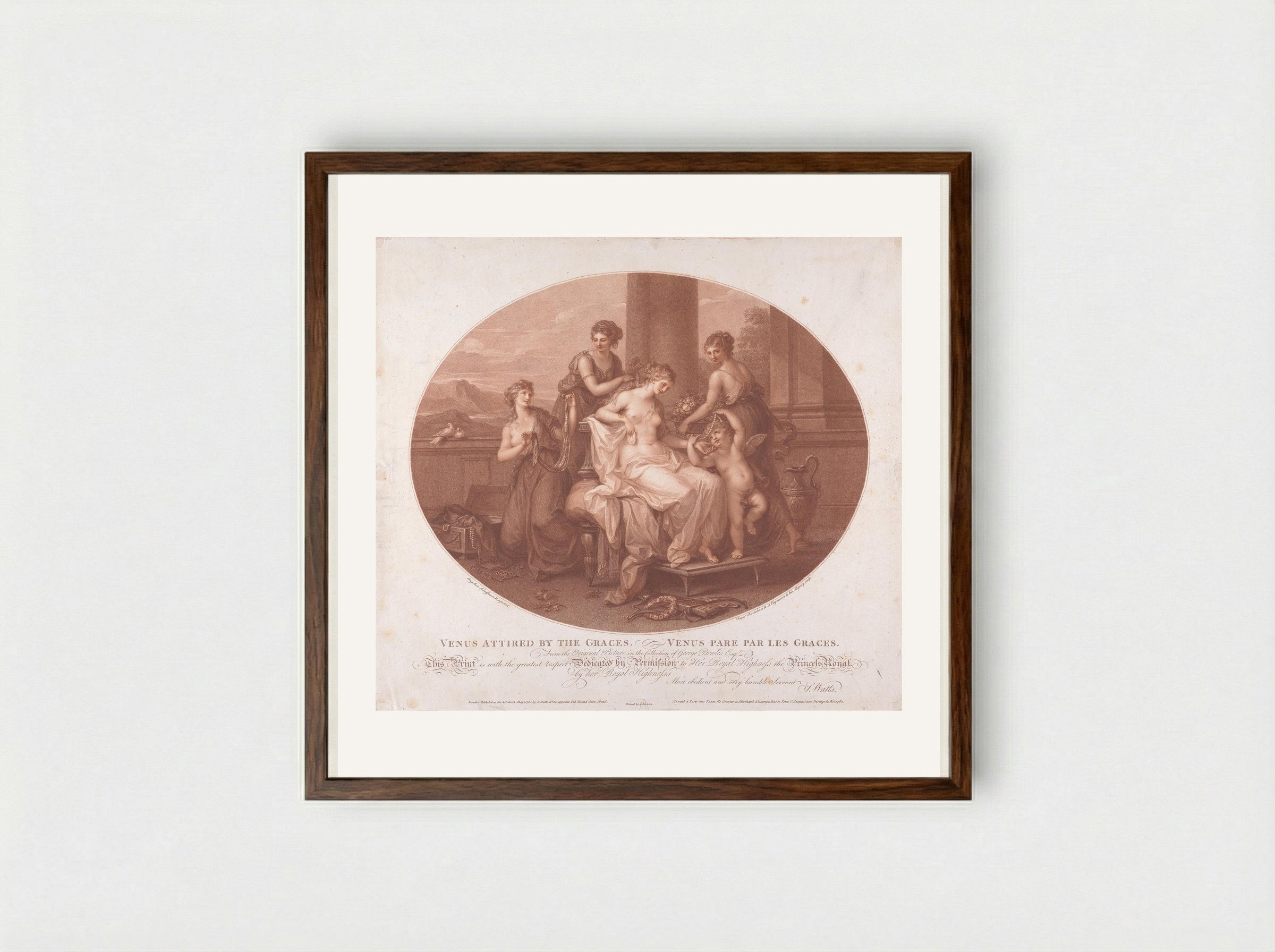 Venus Attired by the Graces - Francesco Bartolozzi - Framed Print Dark Wood