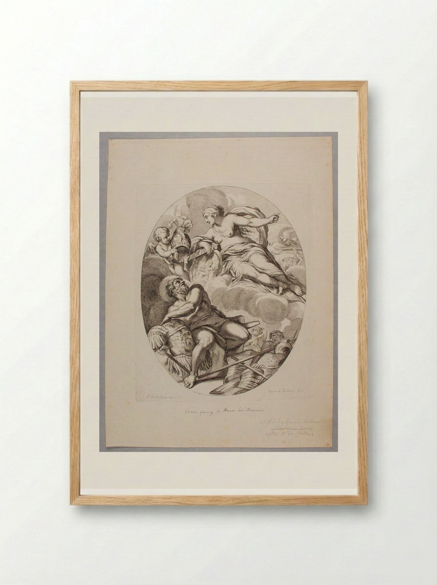 Venus Demands of Vulcan the Arms which he has Forged for Aeneas - Gérard Audran - Framed Print Wood