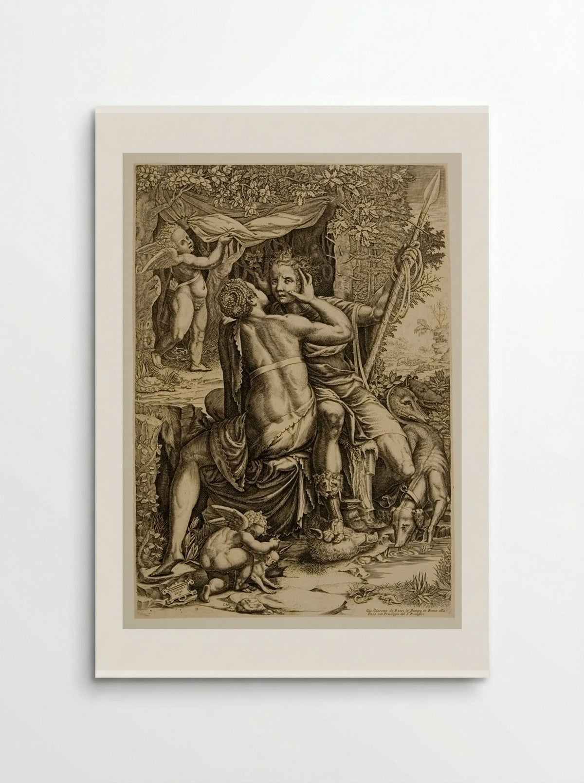 Venus Embracing Adonis After The Chase - Giorgio Ghisi - Poster