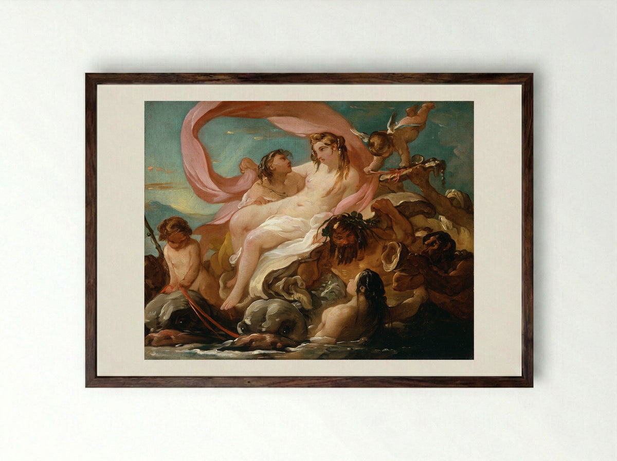 Venus Emerging from the Sea - Joseph-Marie Vien - Framed Print Dark Wood