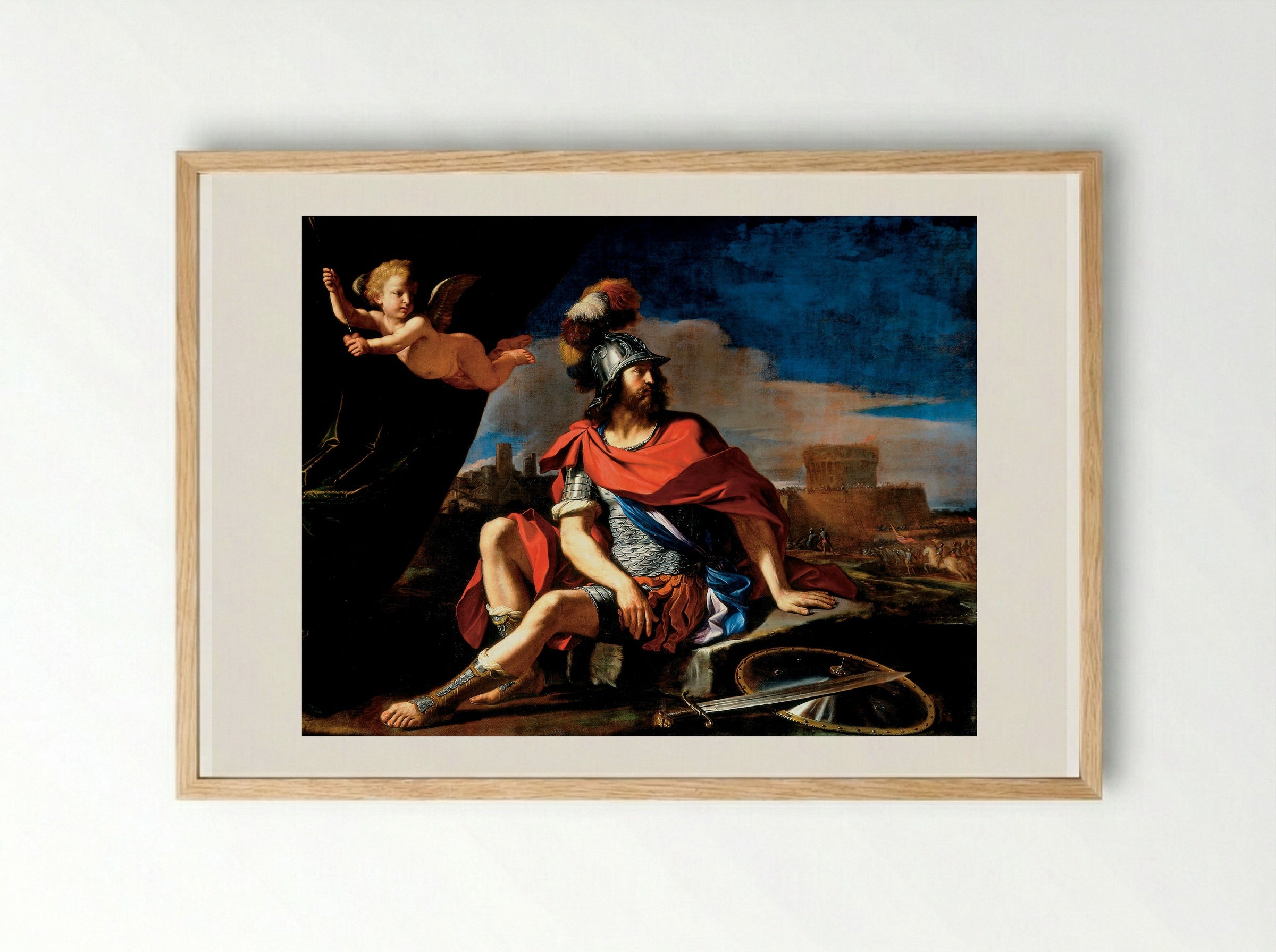 Venus, Mars and Cupid - Guercino - Framed Print Wood