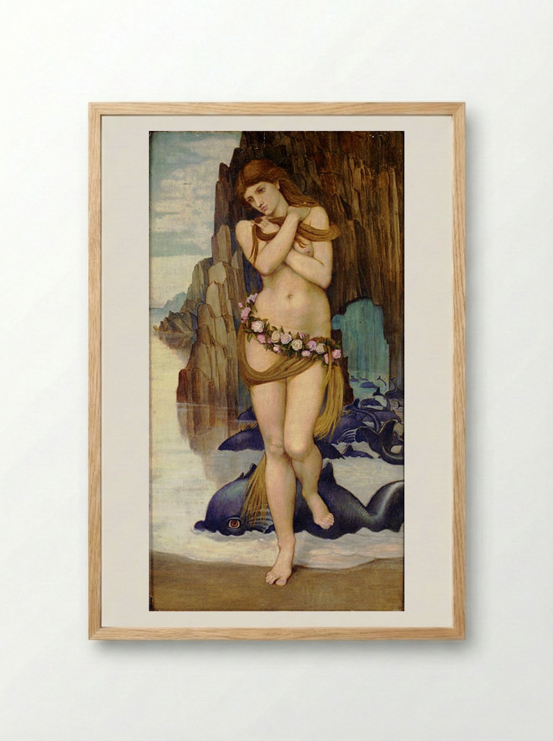 Venus Rising From The Sea - John Roddam Spencer Stanhope - Framed Print Wood