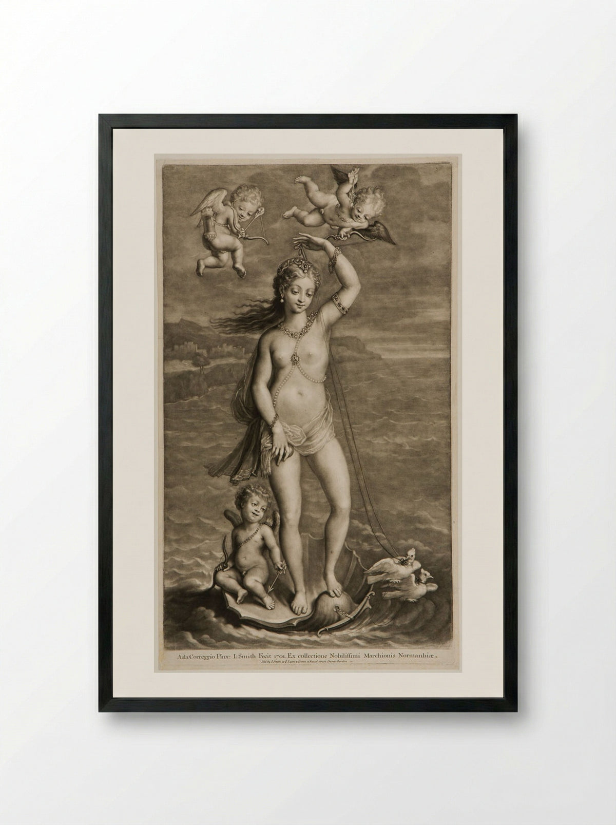 Venus Rising from the Sea - John Smith - Framed Print Black