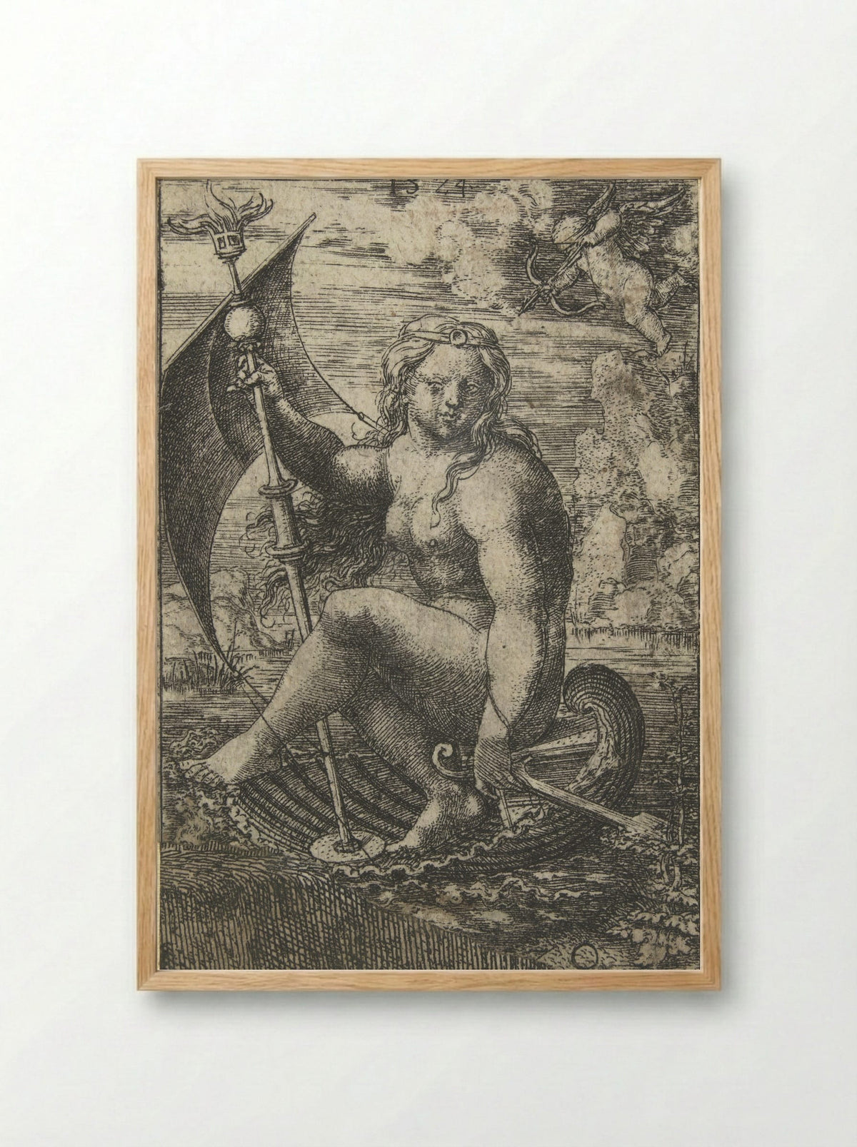 Venus Sailing in a Shell - Dirck Vellert - Framed Print Wood