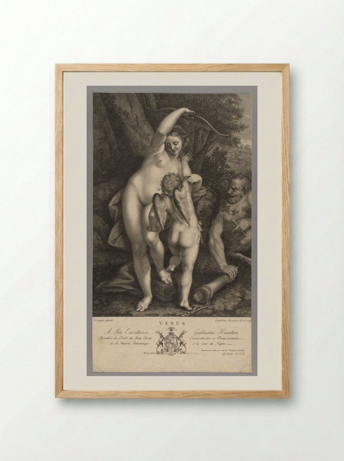 Venus Taking away Cupid's Bow - Guglielmo Morghen - Framed Print Wood