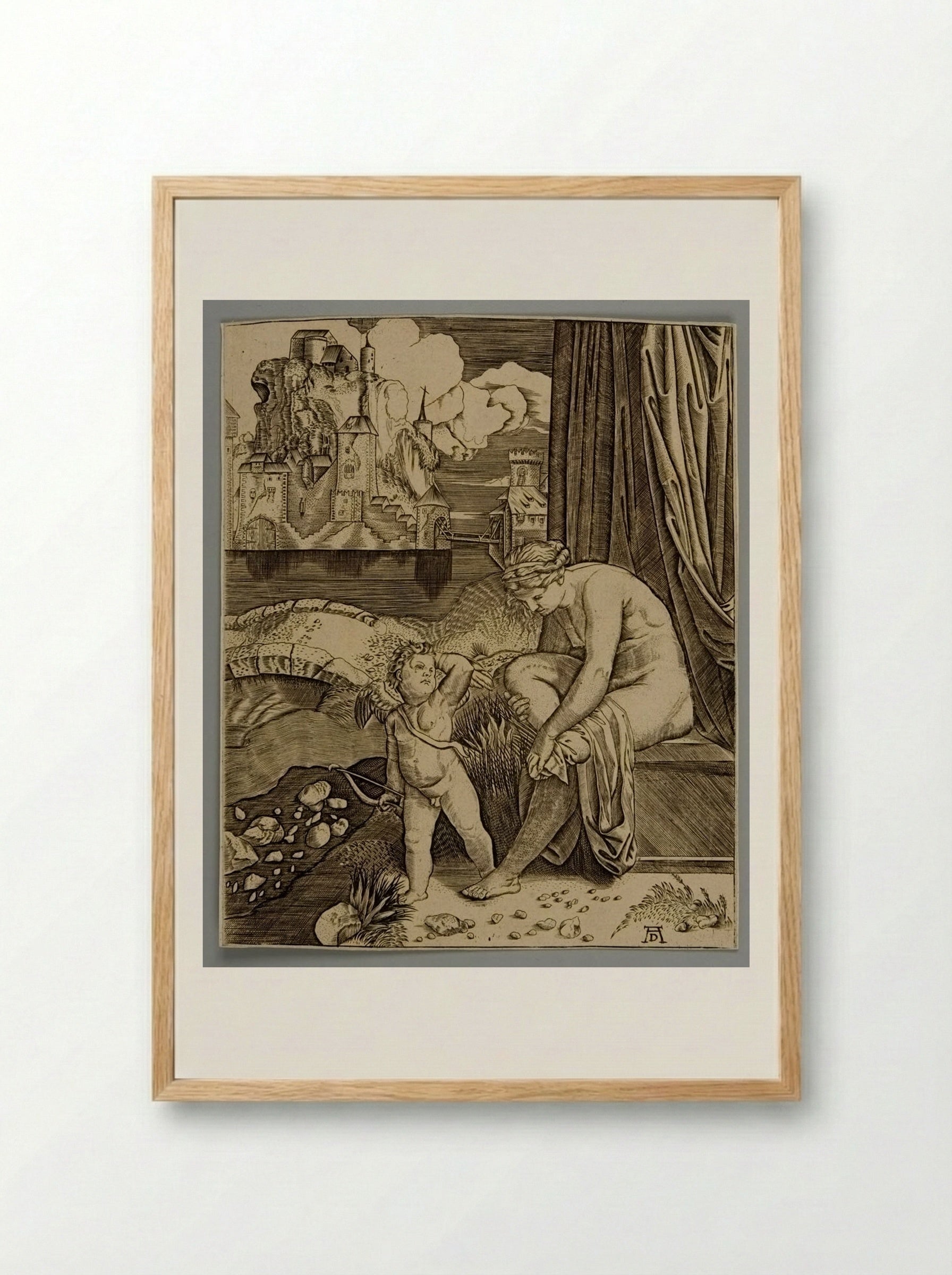 Venus Wiping Her Foot after Leaving the Bath - Albrecht Dürer - Framed Print Wood