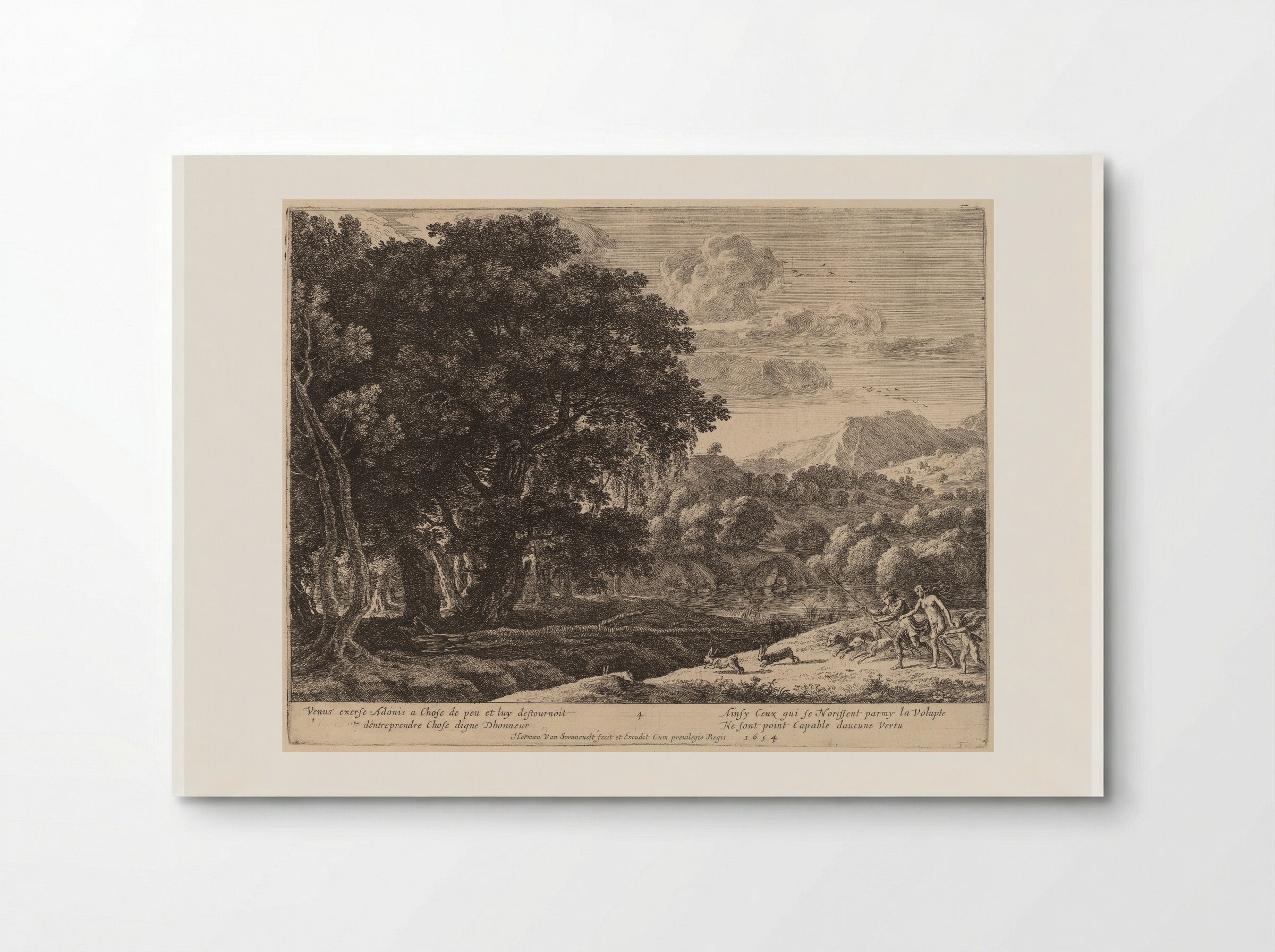 Venus and Adonis Hunting - Herman van Swanevelt - Poster