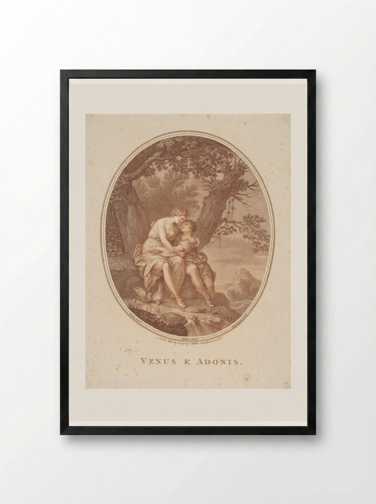 Venus and Adonis - Francesco Bartolozzi - Framed Print Black