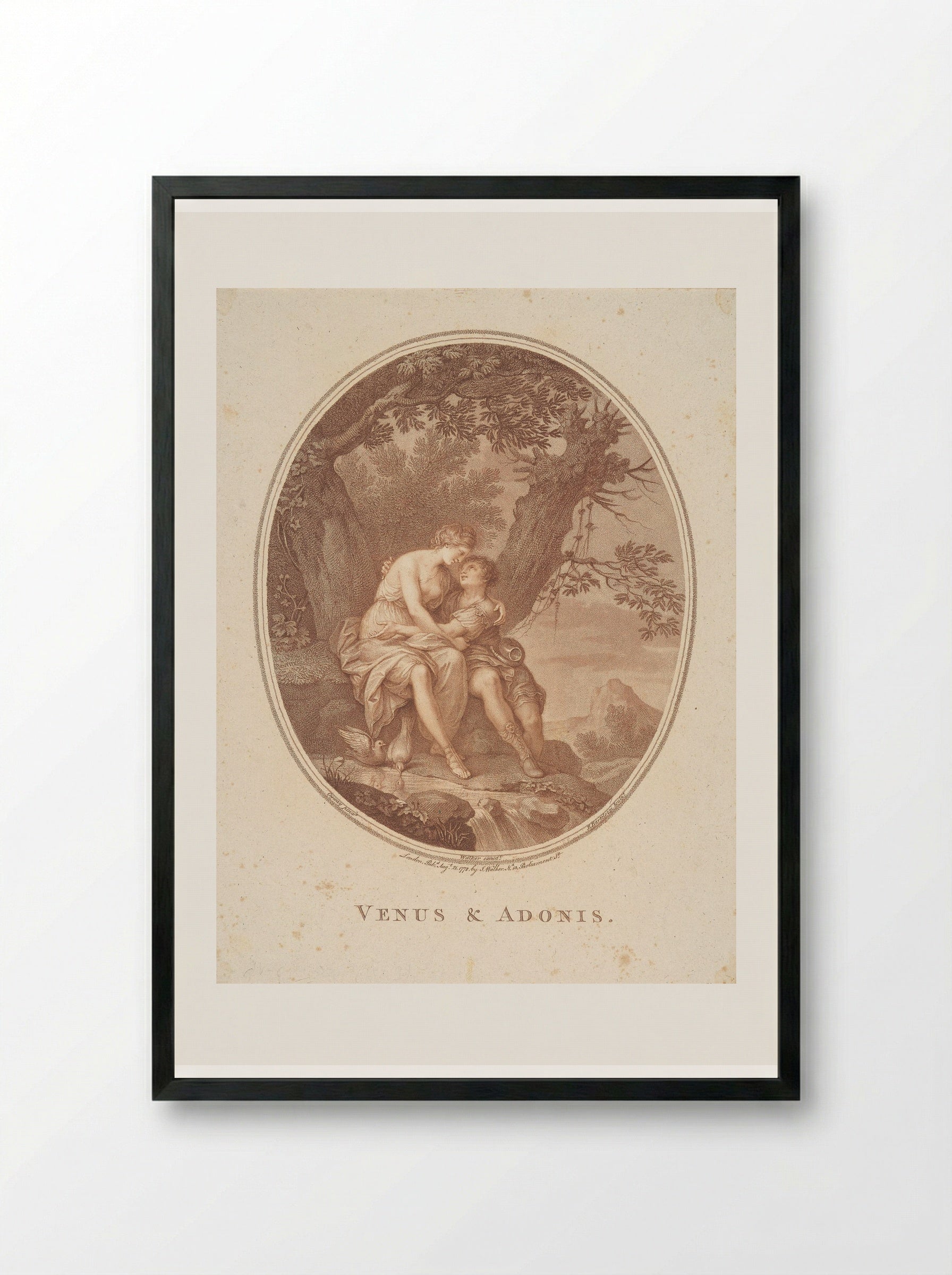 Venus and Adonis - Francesco Bartolozzi - Framed Print Black